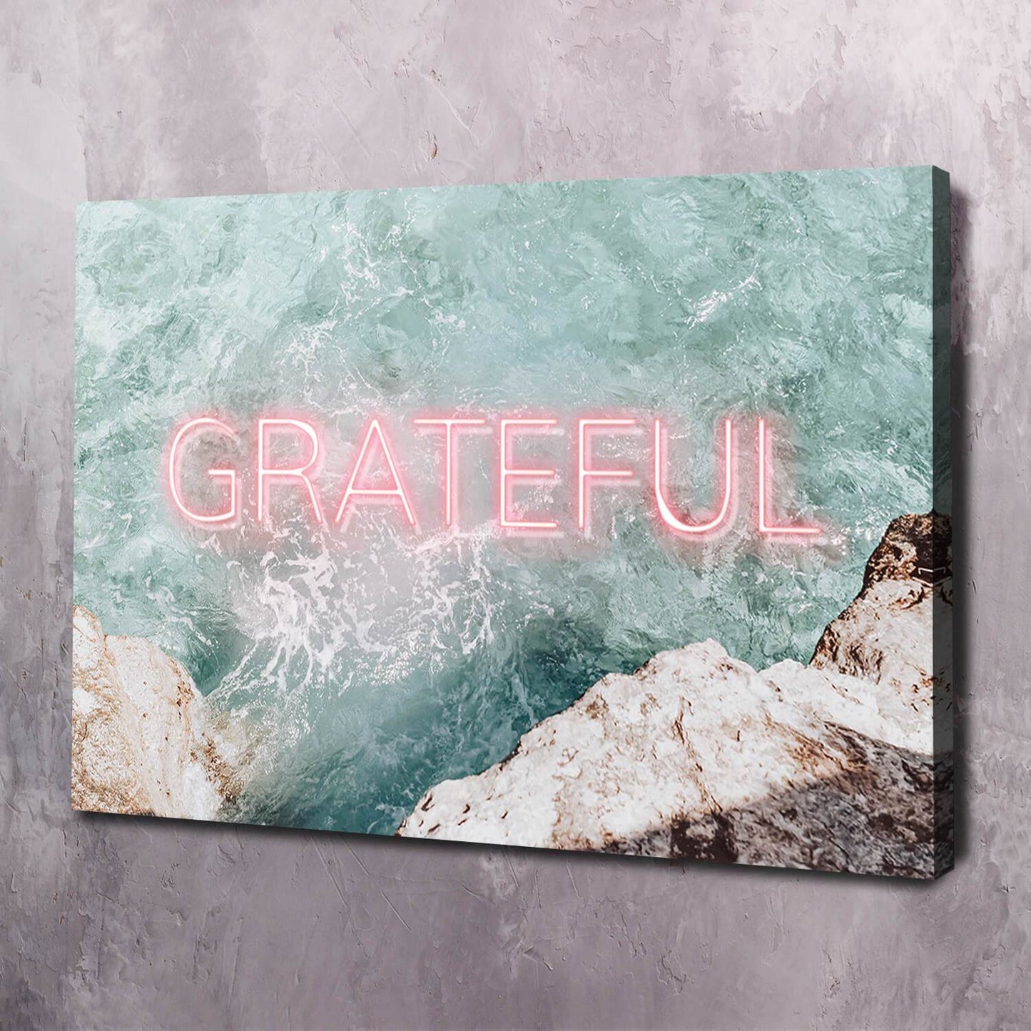 Neon Water - GRATEFUL Wall Art | Inspirational Wall Art Motivational Wall Art Quotes Office Art | Impaktiv Exclusive Canvas Art Landscape