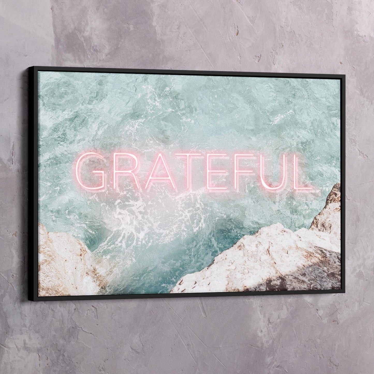 Neon Water - GRATEFUL Wall Art | Inspirational Wall Art Motivational Wall Art Quotes Office Art | Impaktiv Exclusive Canvas Art Landscape