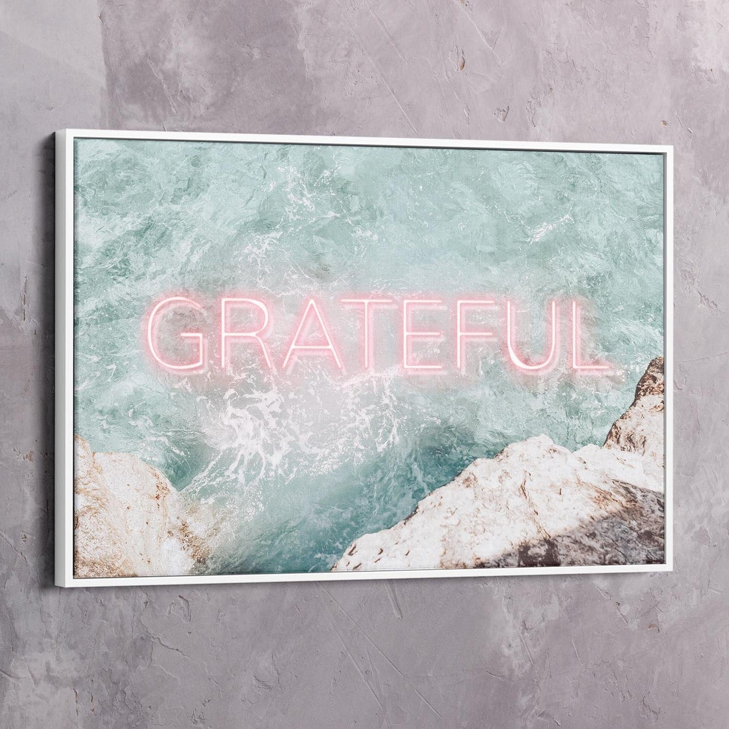 Neon Water - GRATEFUL Wall Art | Inspirational Wall Art Motivational Wall Art Quotes Office Art | Impaktiv Exclusive Canvas Art Landscape