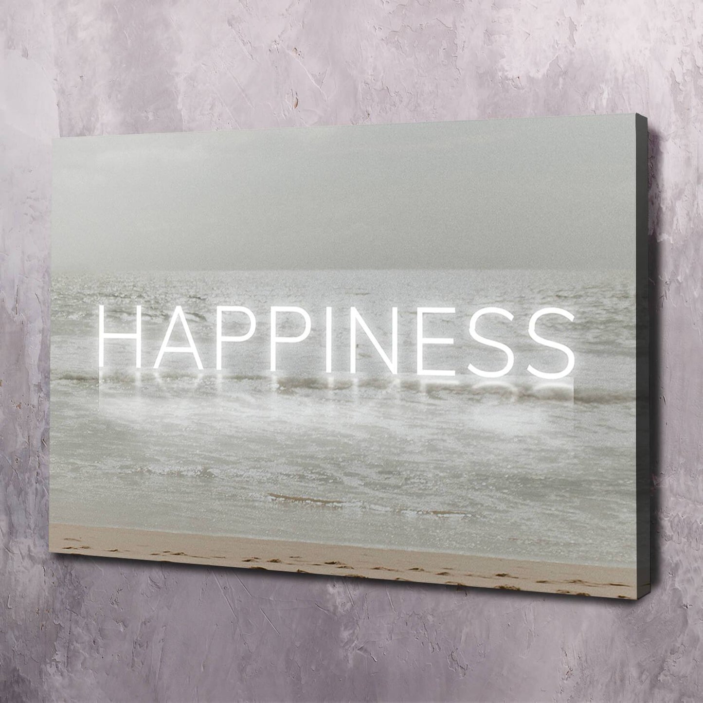 Neon Water - HAPPINESS Wall Art | Inspirational Wall Art Motivational Wall Art Quotes Office Art | Impaktiv Exclusive Canvas Art Landscape