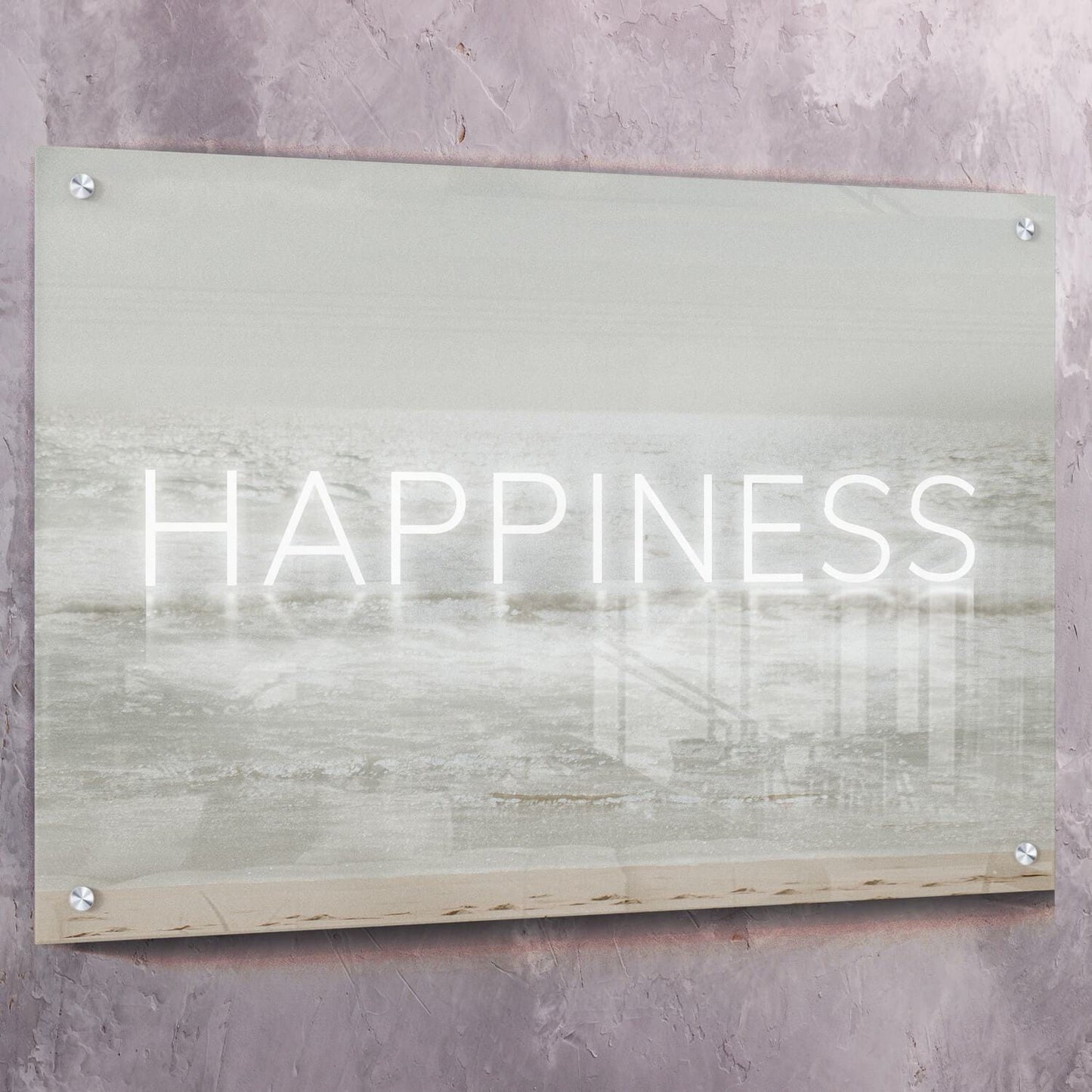 Neon Water - HAPPINESS Wall Art | Inspirational Wall Art Motivational Wall Art Quotes Office Art | Impaktiv Exclusive Canvas Art Landscape