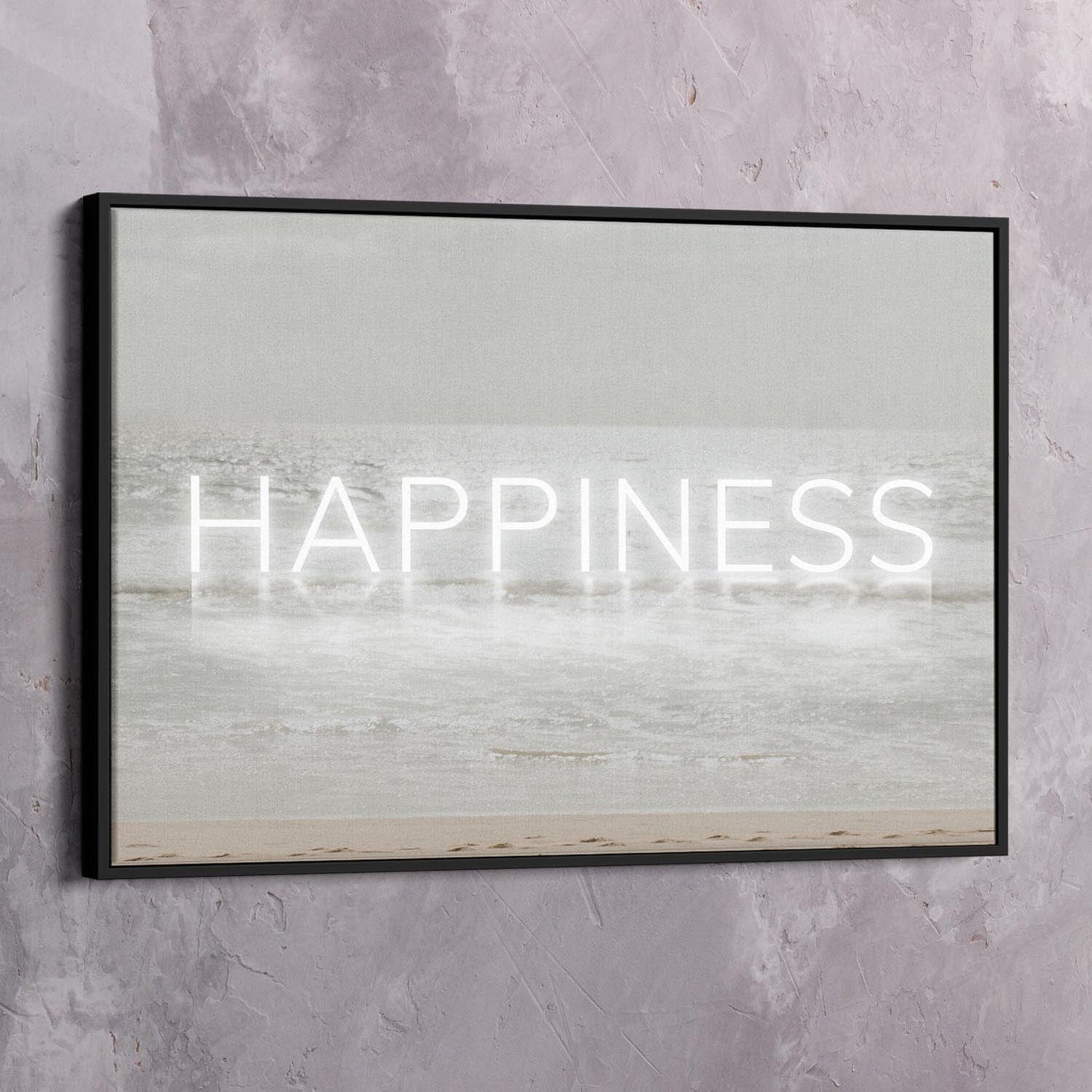 Neon Water - HAPPINESS Wall Art | Inspirational Wall Art Motivational Wall Art Quotes Office Art | Impaktiv Exclusive Canvas Art Landscape