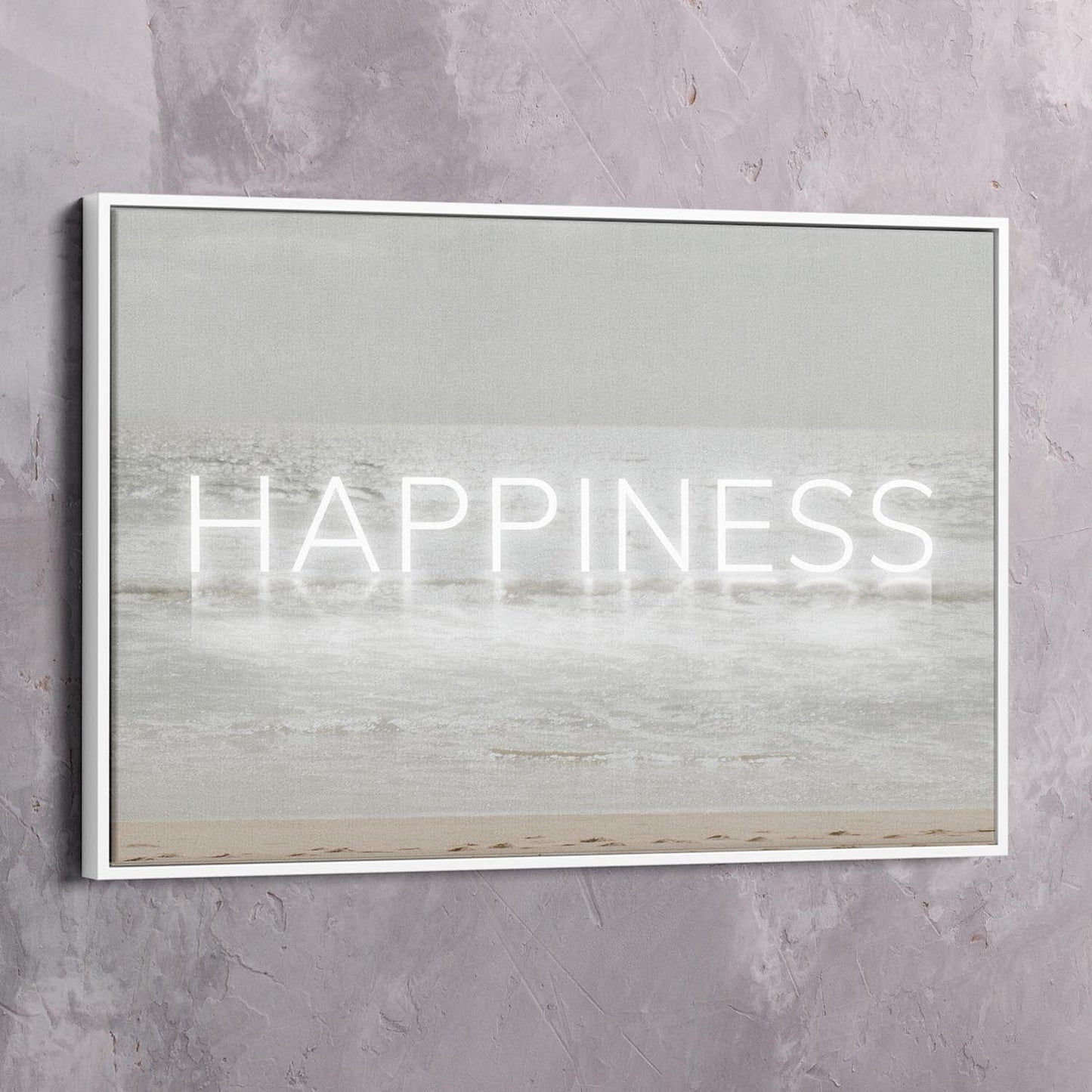 Neon Water - HAPPINESS Wall Art | Inspirational Wall Art Motivational Wall Art Quotes Office Art | Impaktiv Exclusive Canvas Art Landscape