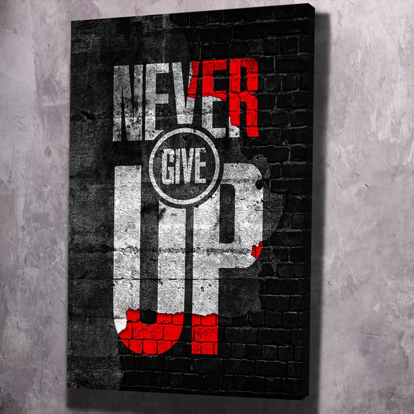 Never Give Up Wall Art | Inspirational Wall Art Motivational Wall Art Quotes Office Art | Impaktiv Exclusive Canvas Art Portrait