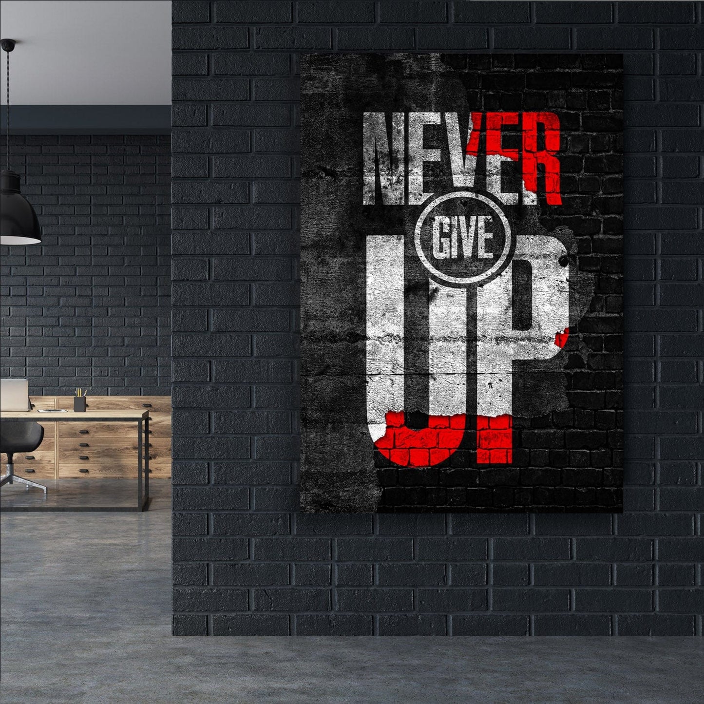 Never Give Up Wall Art | Inspirational Wall Art Motivational Wall Art Quotes Office Art | Impaktiv Exclusive Canvas Art Portrait