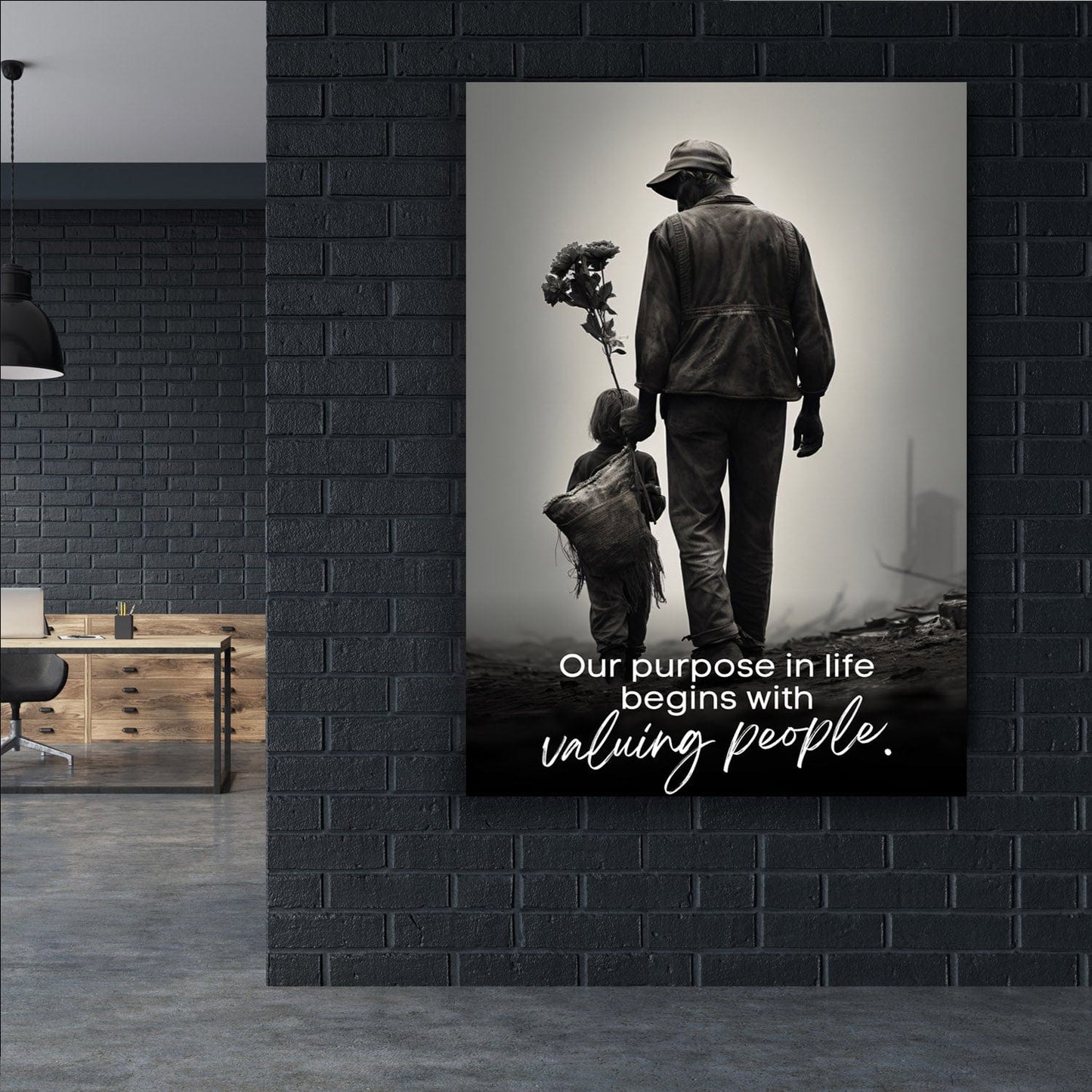Our purpose in life begins with valuing people. - John Maxwell Inspired Wall Art | Inspirational Wall Art Motivational Wall Art Quotes Office Art | Impaktiv Exclusive Canvas Art Portrait