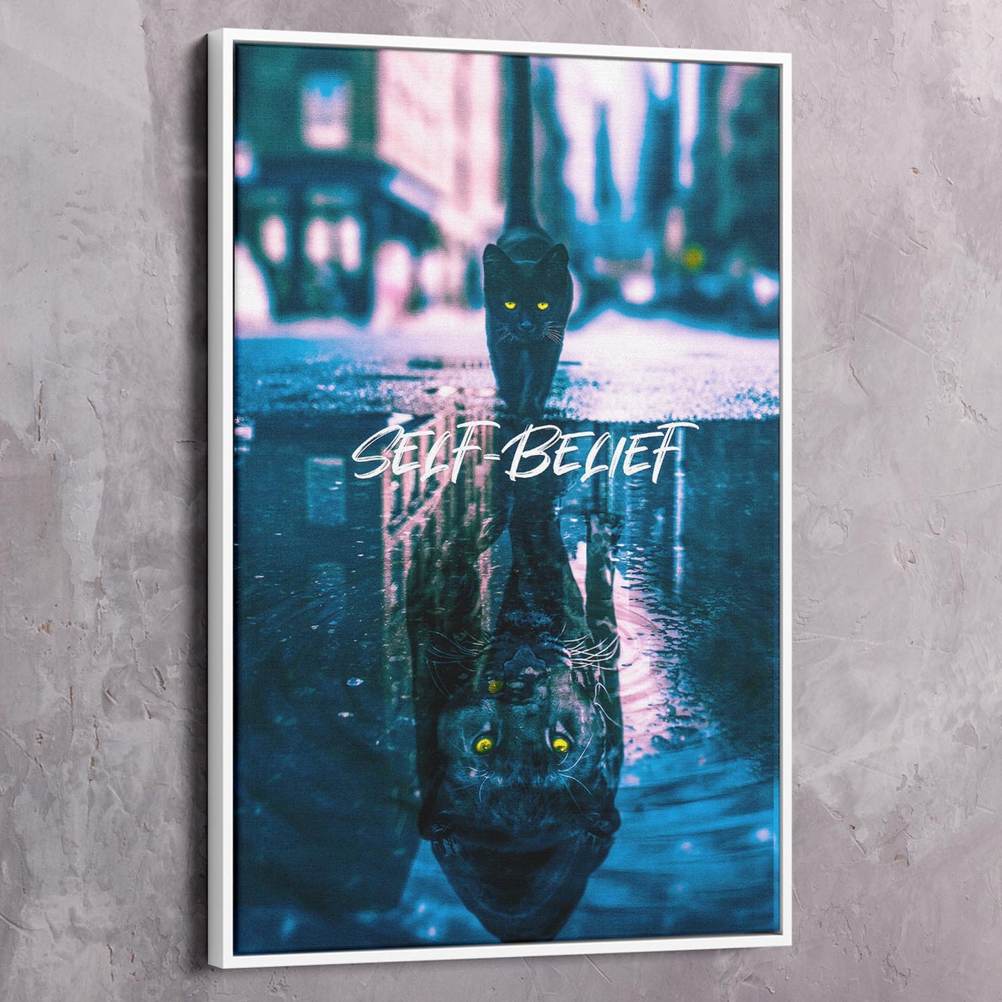 Panther Reflection Self-Belief Wall Art | Inspirational Wall Art Motivational Wall Art Quotes Office Art | Impaktiv Exclusive Canvas Art Portrait
