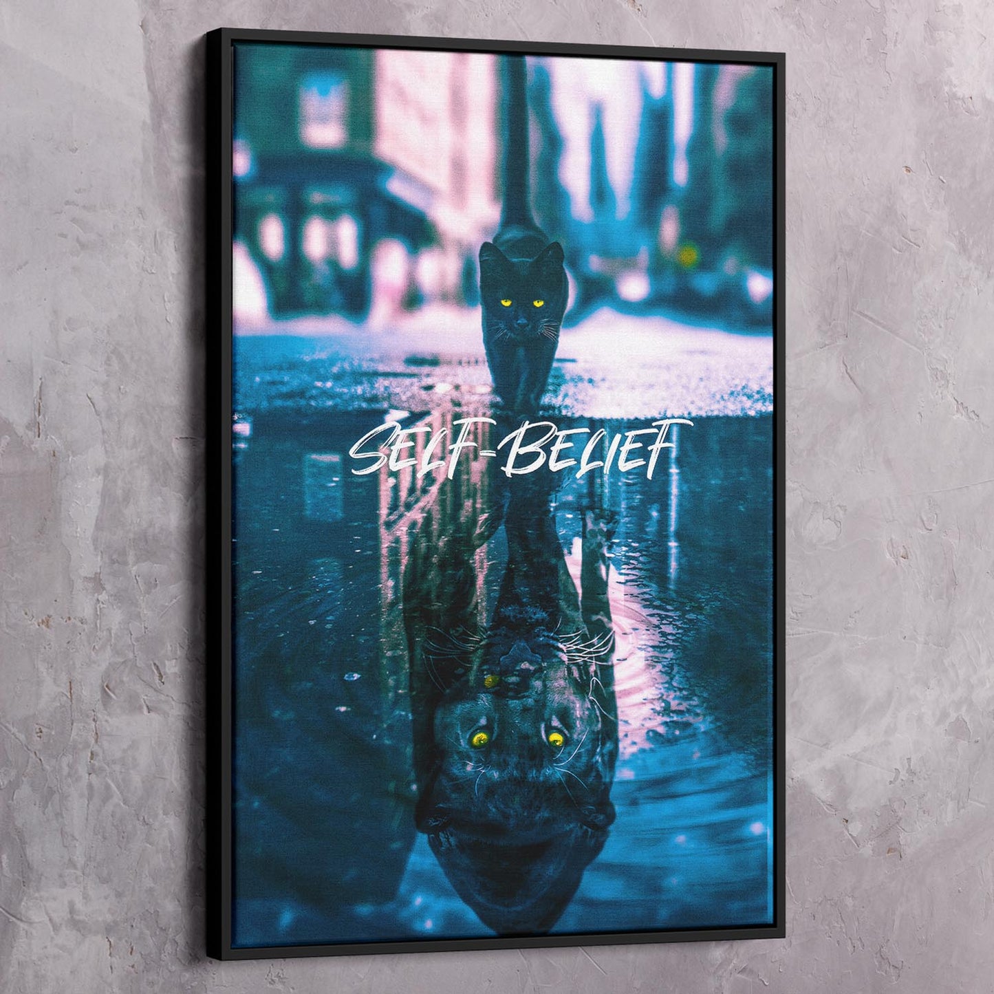Panther Reflection Self-Belief Wall Art | Inspirational Wall Art Motivational Wall Art Quotes Office Art | Impaktiv Exclusive Canvas Art Portrait
