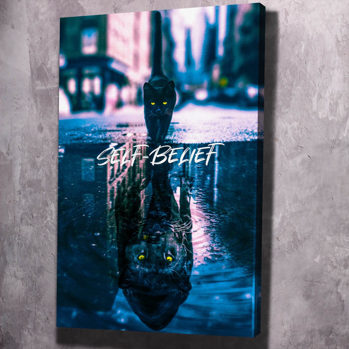 Panther Reflection Self-Belief Wall Art | Inspirational Wall Art Motivational Wall Art Quotes Office Art | Impaktiv Exclusive Canvas Art Portrait