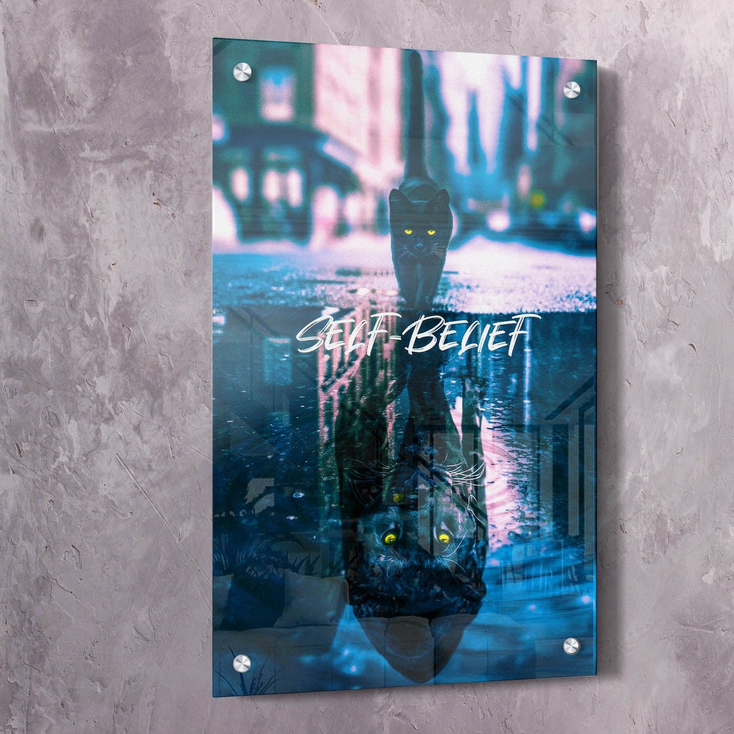 Panther Reflection Self-Belief Wall Art | Inspirational Wall Art Motivational Wall Art Quotes Office Art | Impaktiv Exclusive Canvas Art Portrait