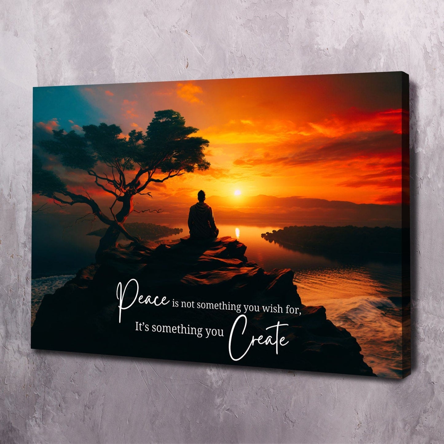 Peace is not something you wish for, it���s something you create. - Thich Nhat Hanh Quote Wall Art | Inspirational Wall Art Motivational Wall Art Quotes Office Art | ImpaktMaker Exclusive Canvas Art Landscape