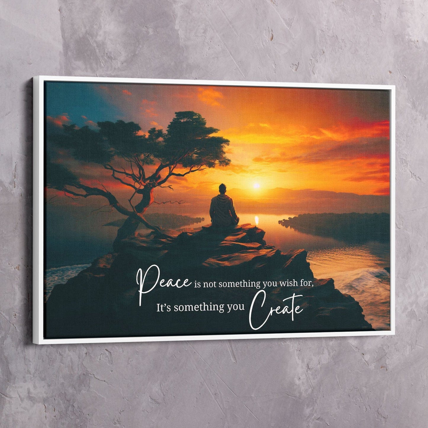 Peace is not something you wish for, it���s something you create. - Thich Nhat Hanh Quote Wall Art | Inspirational Wall Art Motivational Wall Art Quotes Office Art | ImpaktMaker Exclusive Canvas Art Landscape