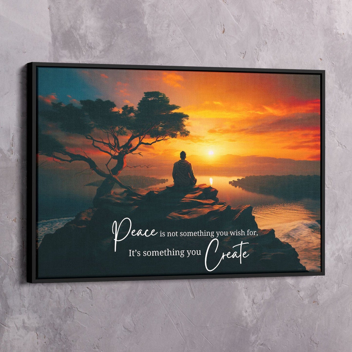 Peace is not something you wish for, it���s something you create. - Thich Nhat Hanh Quote Wall Art | Inspirational Wall Art Motivational Wall Art Quotes Office Art | ImpaktMaker Exclusive Canvas Art Landscape
