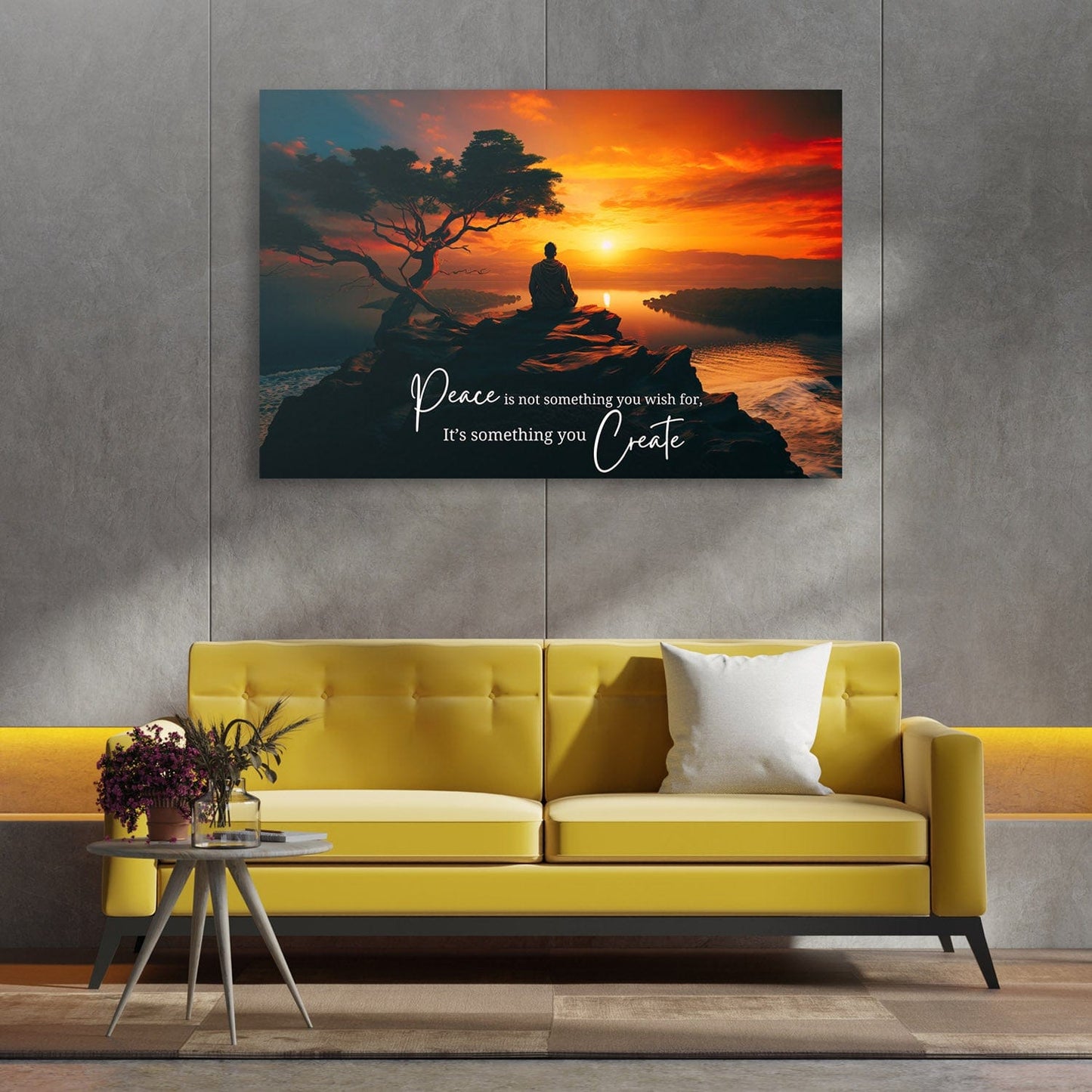Peace is not something you wish for, it���s something you create. - Thich Nhat Hanh Quote Wall Art | Inspirational Wall Art Motivational Wall Art Quotes Office Art | ImpaktMaker Exclusive Canvas Art Landscape