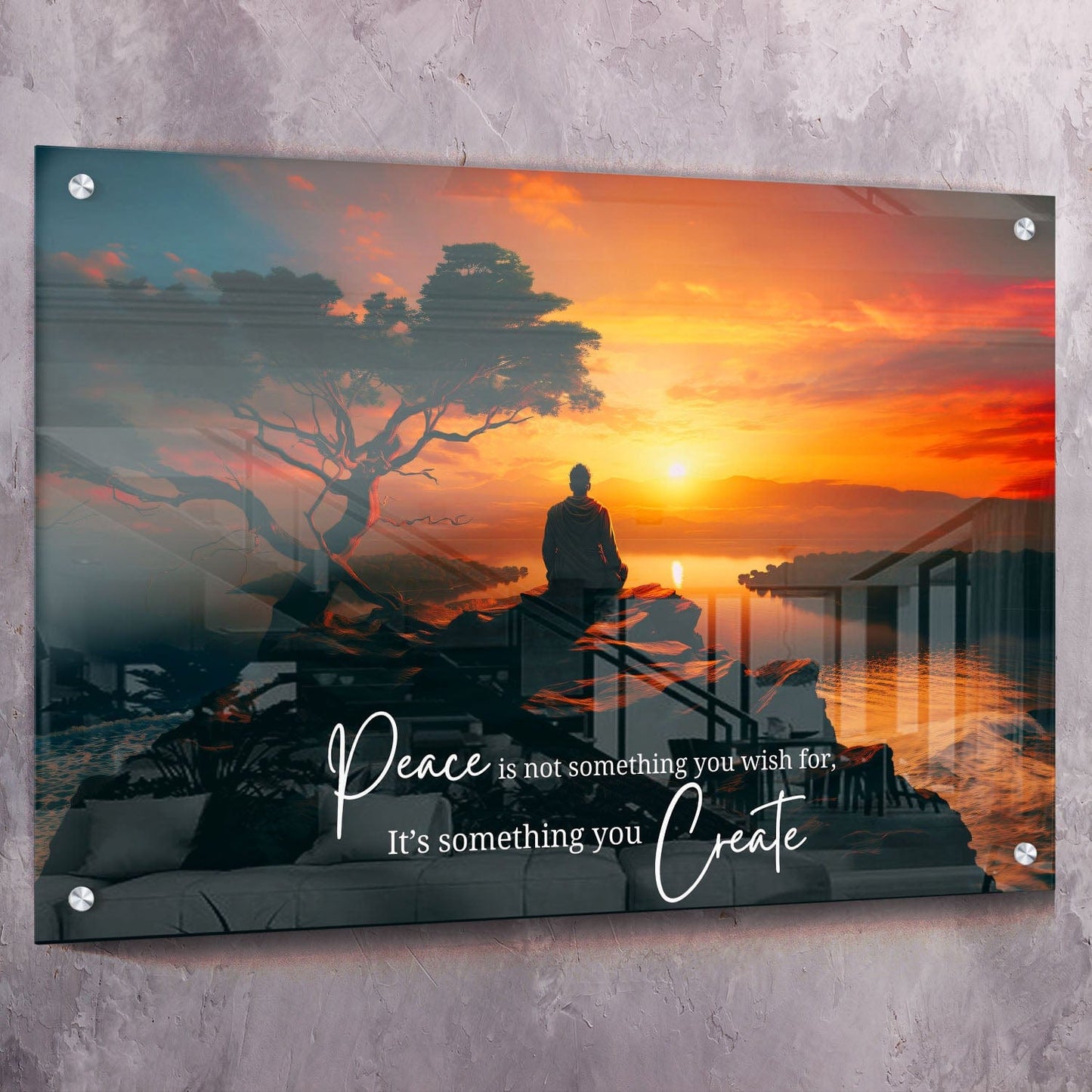 Peace is not something you wish for, it���s something you create. - Thich Nhat Hanh Quote Wall Art | Inspirational Wall Art Motivational Wall Art Quotes Office Art | ImpaktMaker Exclusive Canvas Art Landscape