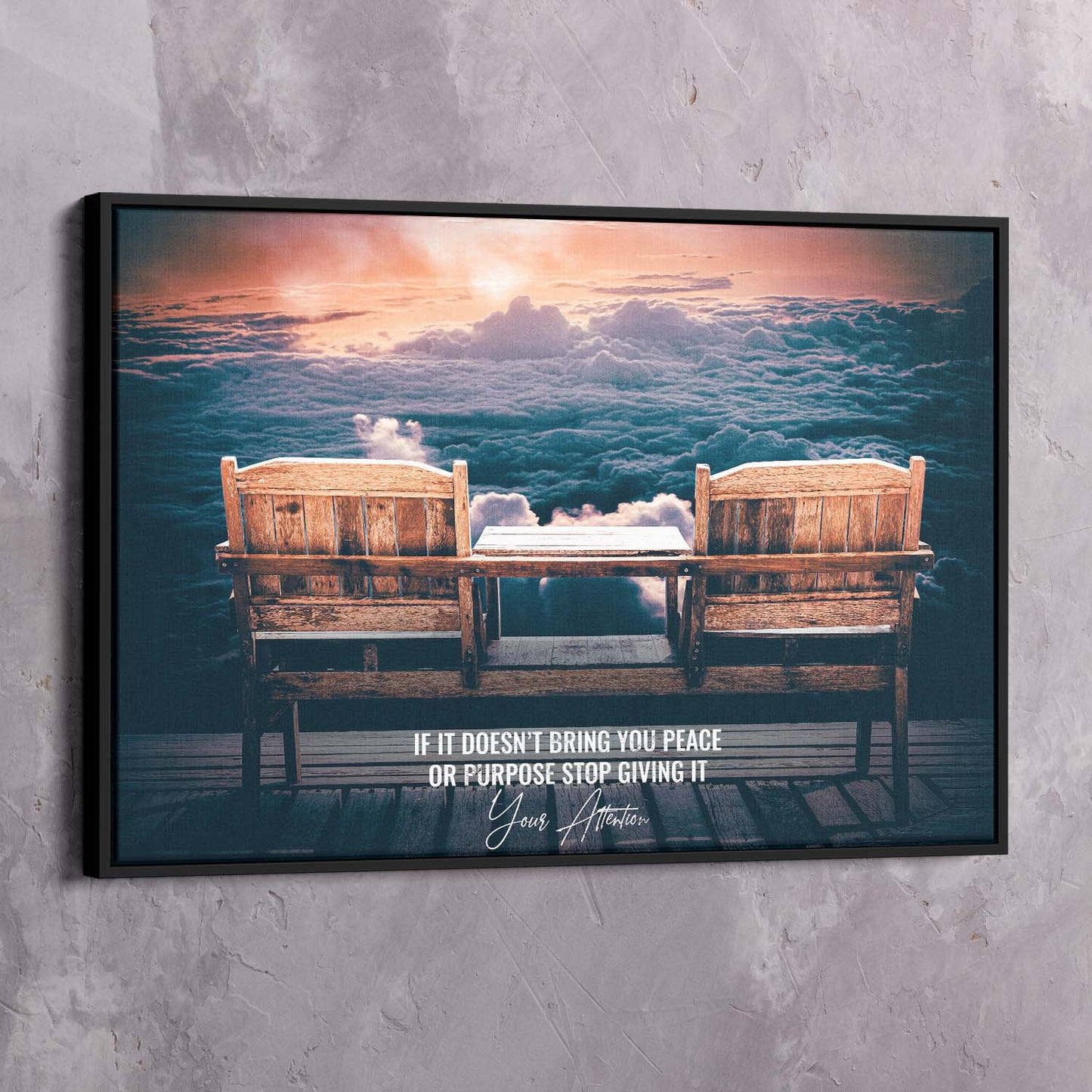 Peace or Purpose Clouds Wall Art | Inspirational Wall Art Motivational Wall Art Quotes Office Art | Impaktiv Exclusive Canvas Art Landscape