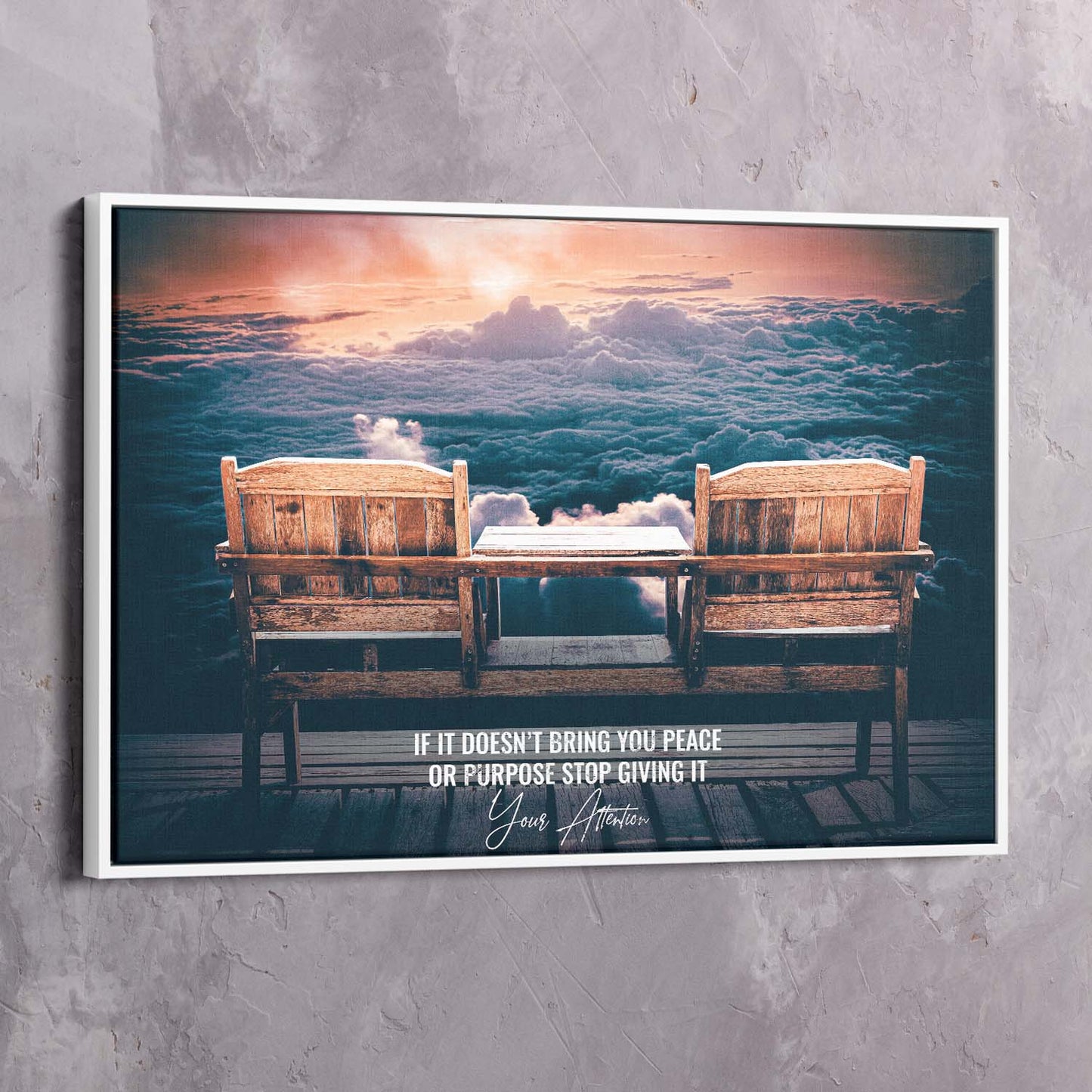 Peace or Purpose Clouds Wall Art | Inspirational Wall Art Motivational Wall Art Quotes Office Art | Impaktiv Exclusive Canvas Art Landscape