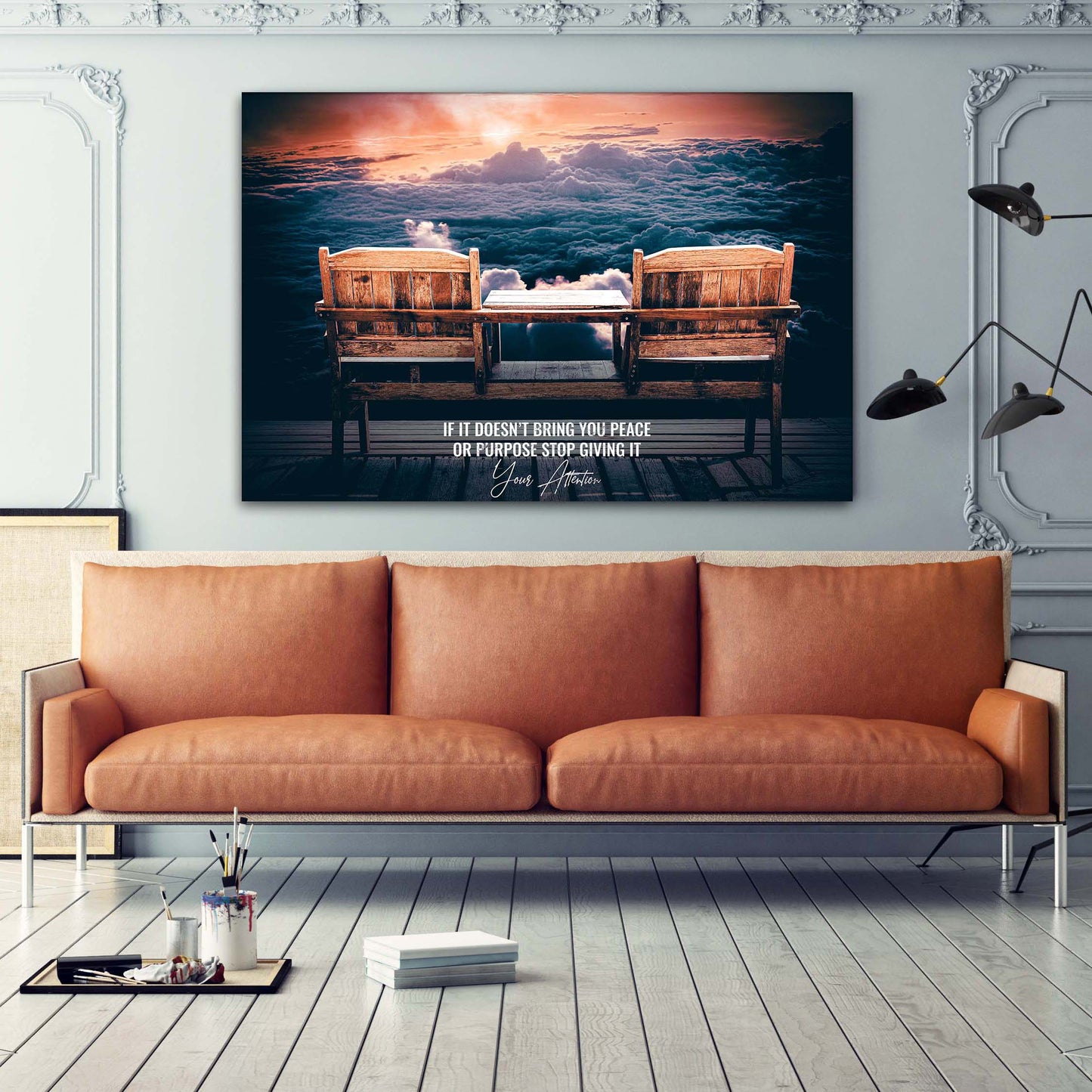 Peace or Purpose Clouds Wall Art | Inspirational Wall Art Motivational Wall Art Quotes Office Art | Impaktiv Exclusive Canvas Art Landscape