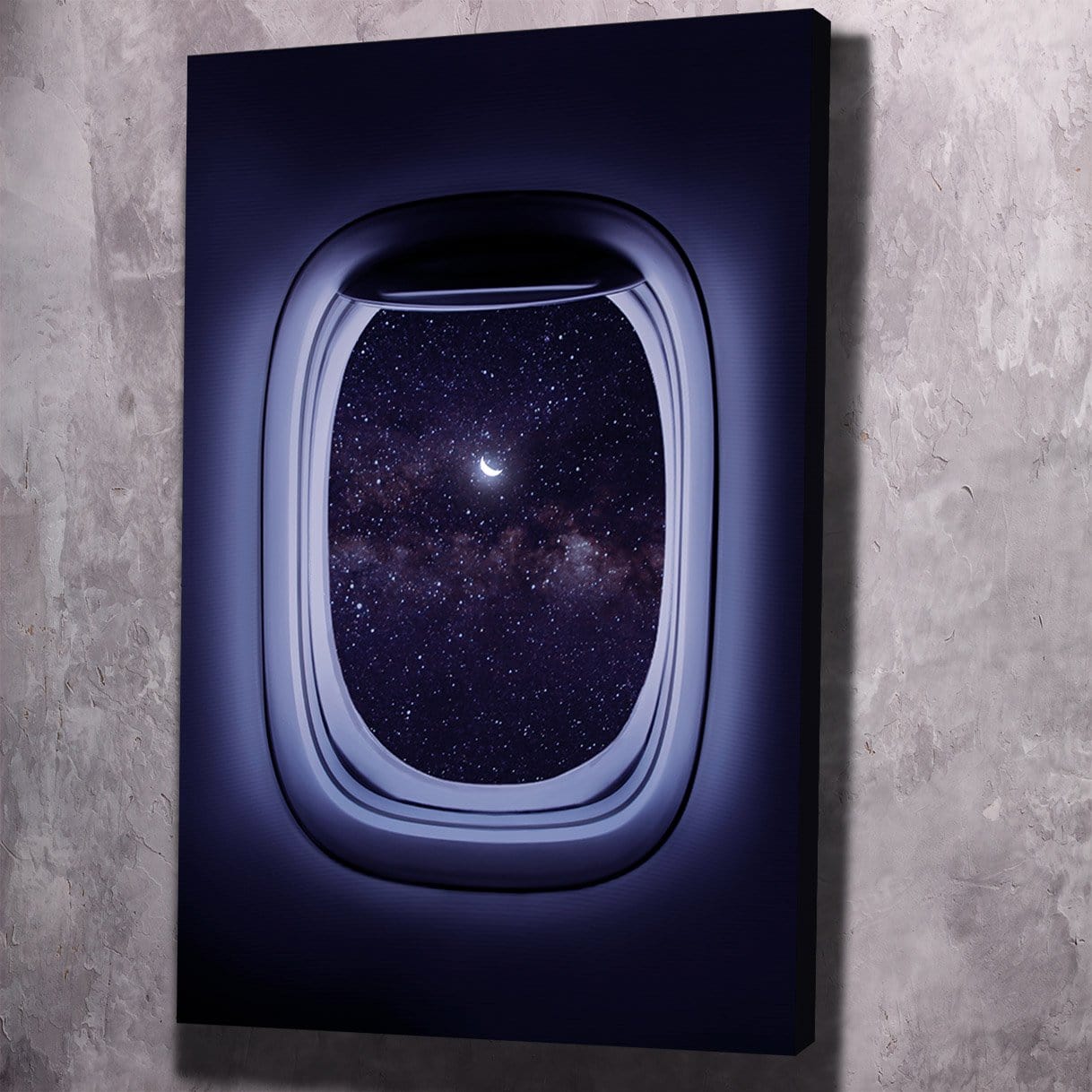 Plane Window Crescent Moon Wall Art | Inspirational Wall Art Motivational Wall Art Quotes Office Art | Impaktiv Exclusive Canvas Art Portrait