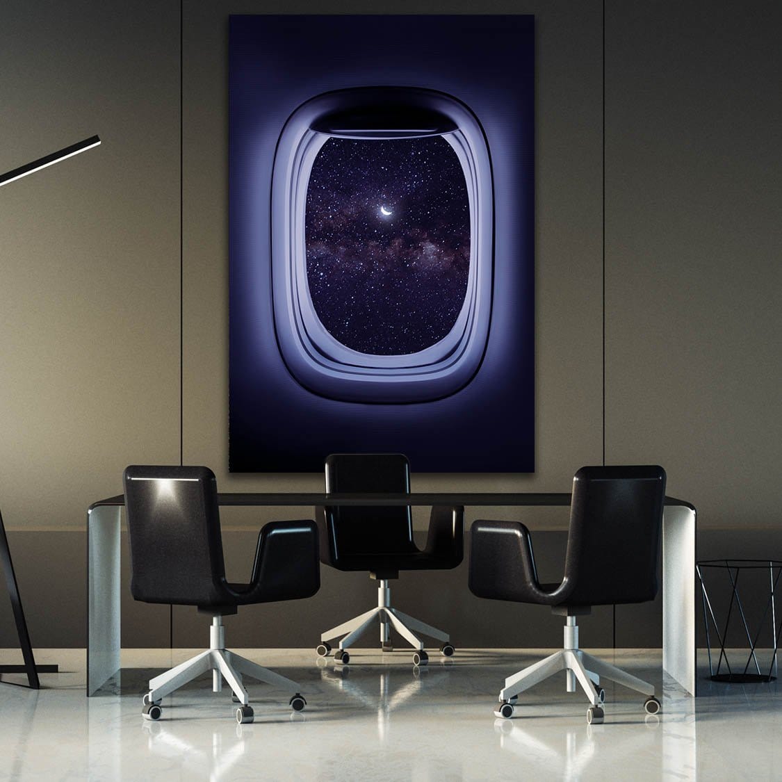 Plane Window Crescent Moon Wall Art | Inspirational Wall Art Motivational Wall Art Quotes Office Art | Impaktiv Exclusive Canvas Art Portrait