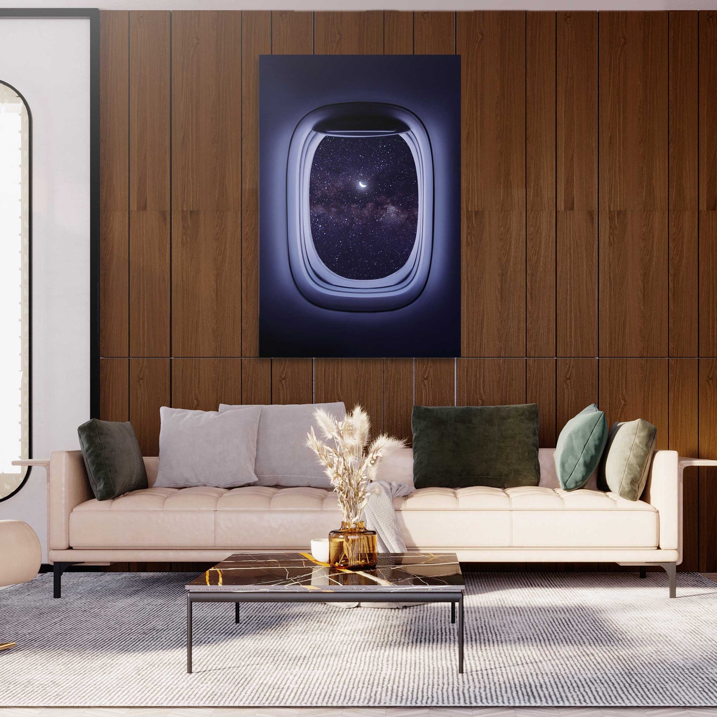 Plane Window Crescent Moon Wall Art | Inspirational Wall Art Motivational Wall Art Quotes Office Art | Impaktiv Exclusive Canvas Art Portrait