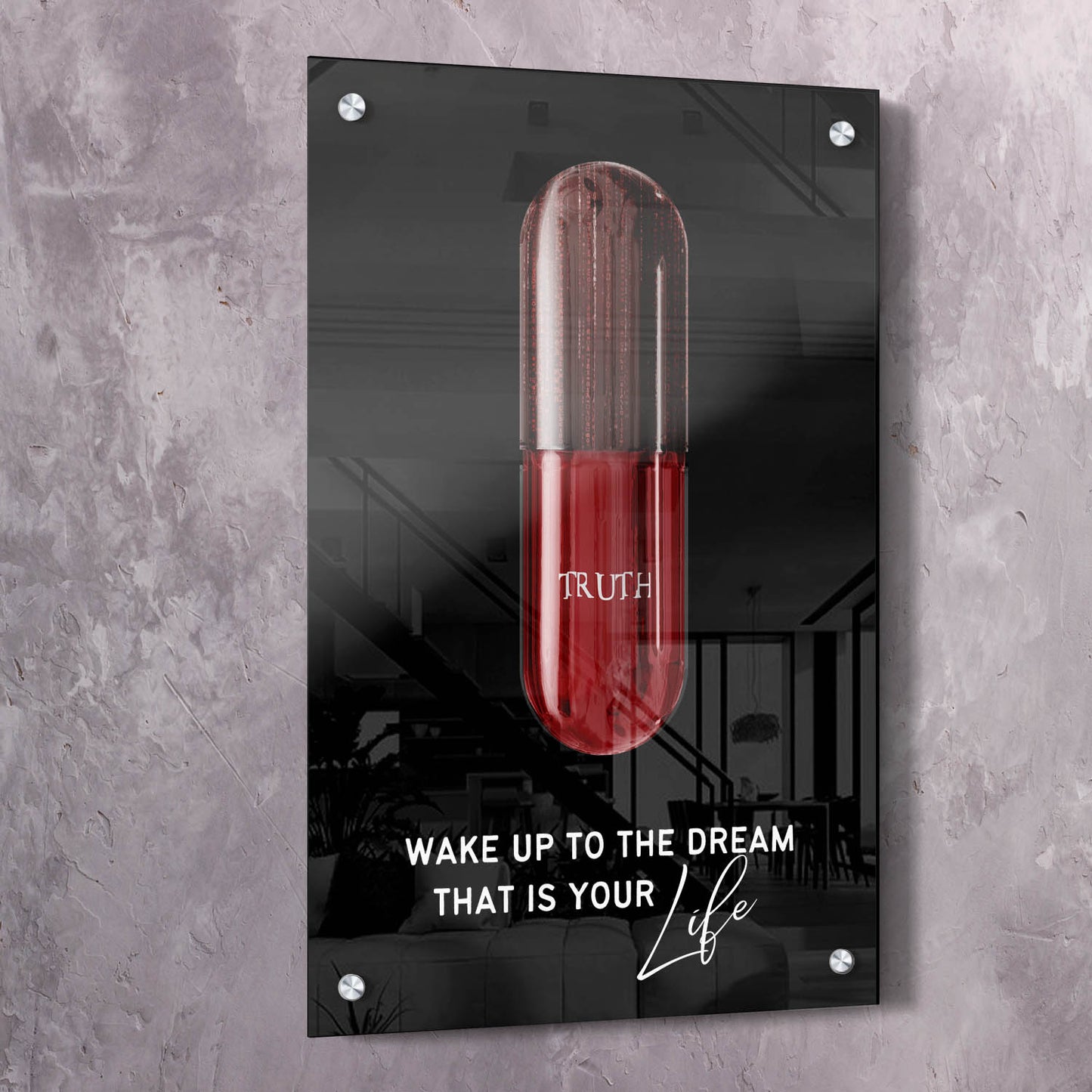 Red Pill - Wake Up to the Dream - Matrix Inspired Wall Art | Inspirational Wall Art Motivational Wall Art Quotes Office Art | Impaktiv Exclusive Canvas Art Portrait