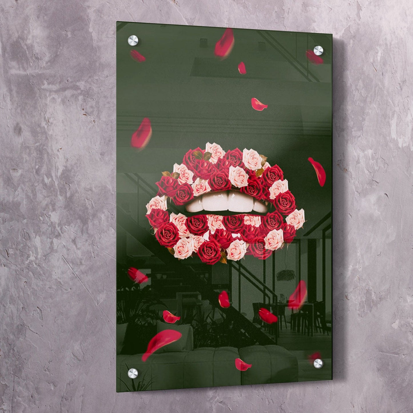 Rose Lips Wall Art | Inspirational Wall Art Motivational Wall Art Quotes Office Art | Impaktiv Exclusive Canvas Art Portrait