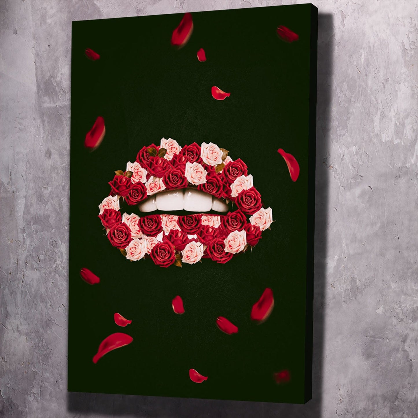 Rose Lips Wall Art | Inspirational Wall Art Motivational Wall Art Quotes Office Art | Impaktiv Exclusive Canvas Art Portrait