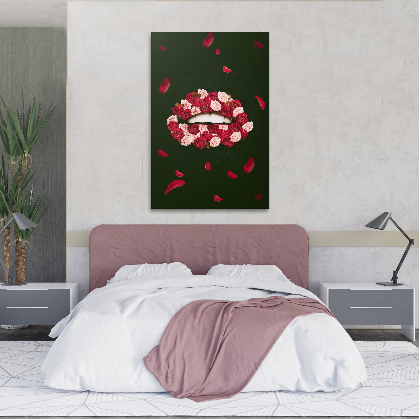 Rose Lips Wall Art | Inspirational Wall Art Motivational Wall Art Quotes Office Art | Impaktiv Exclusive Canvas Art Portrait