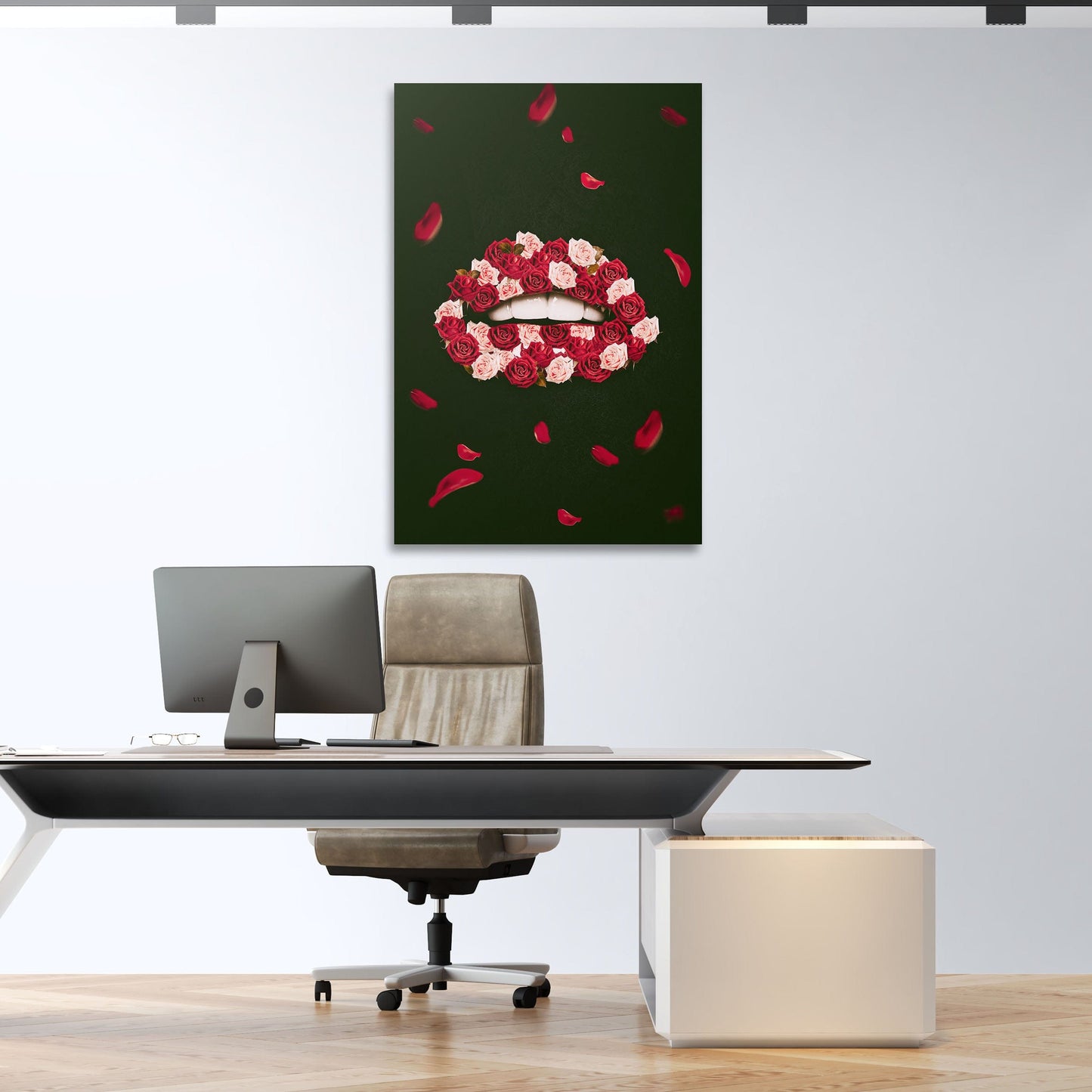Rose Lips Wall Art | Inspirational Wall Art Motivational Wall Art Quotes Office Art | Impaktiv Exclusive Canvas Art Portrait