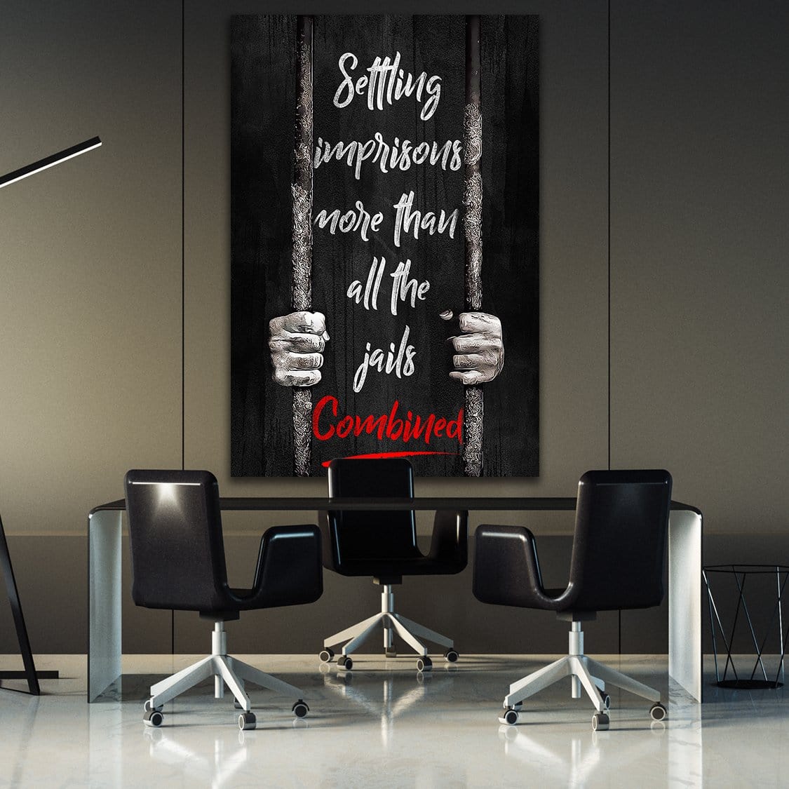 Settling Imprisons Quote Wall Art | Inspirational Wall Art Motivational Wall Art Quotes Office Art | Impaktiv Exclusive Canvas Art Portrait