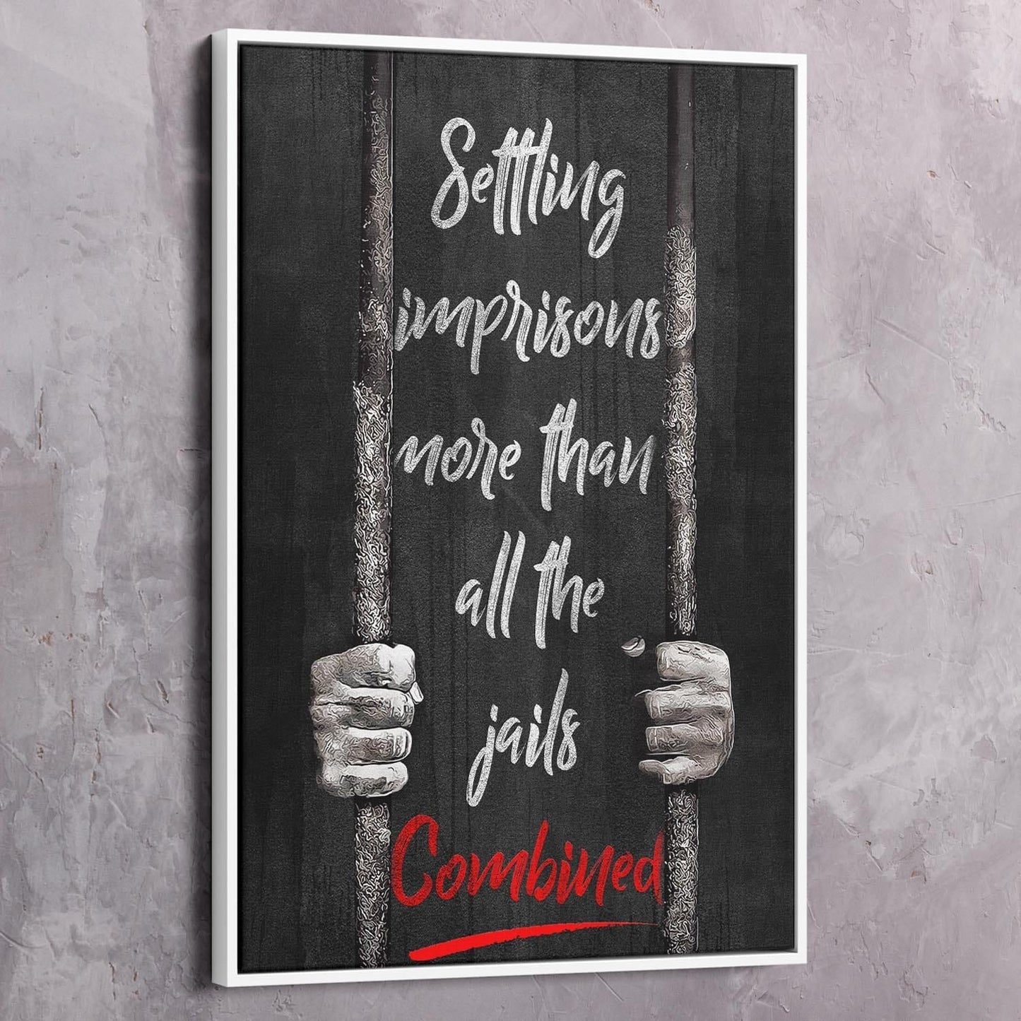 Settling Imprisons Quote Wall Art | Inspirational Wall Art Motivational Wall Art Quotes Office Art | Impaktiv Exclusive Canvas Art Portrait