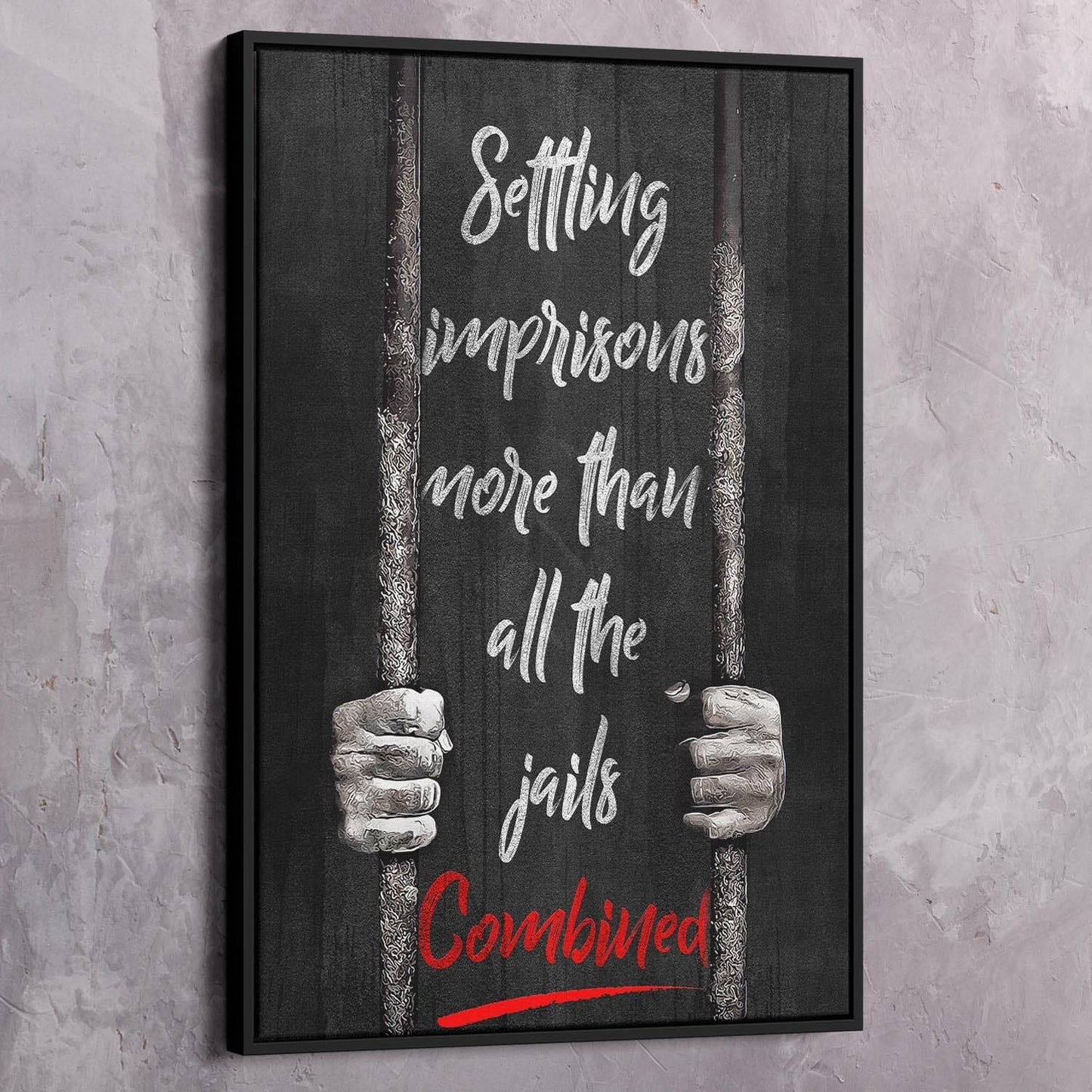 Settling Imprisons Quote Wall Art | Inspirational Wall Art Motivational Wall Art Quotes Office Art | Impaktiv Exclusive Canvas Art Portrait