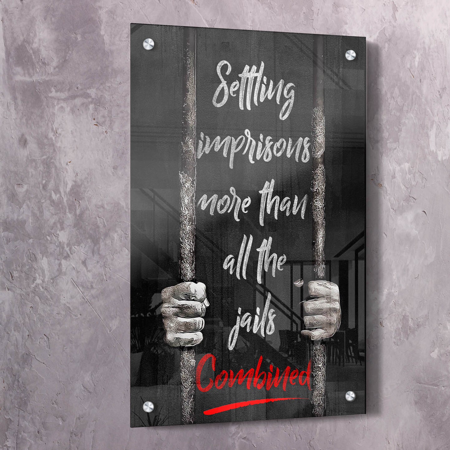 Settling Imprisons Quote Wall Art | Inspirational Wall Art Motivational Wall Art Quotes Office Art | Impaktiv Exclusive Canvas Art Portrait