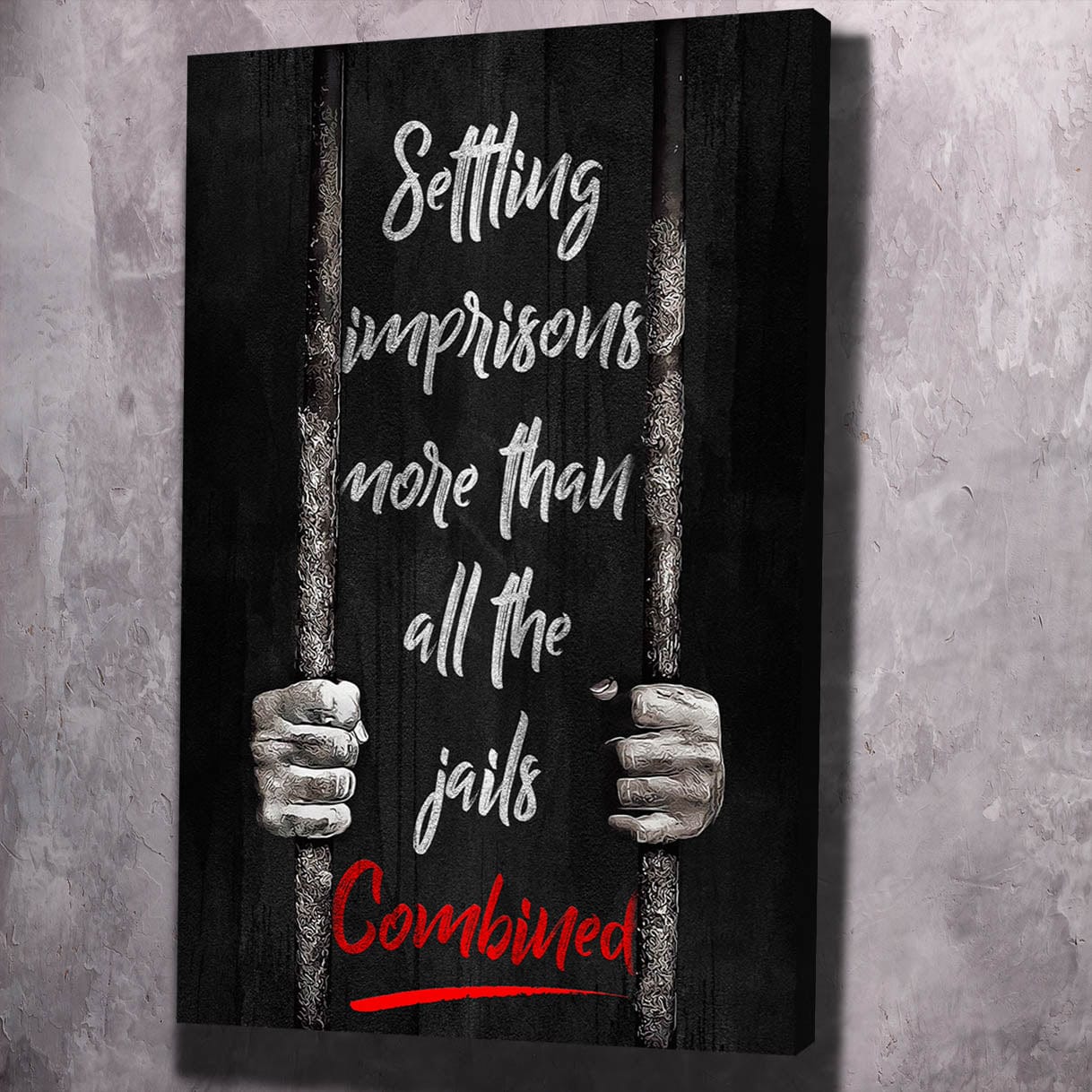 Settling Imprisons Quote Wall Art | Inspirational Wall Art Motivational Wall Art Quotes Office Art | Impaktiv Exclusive Canvas Art Portrait
