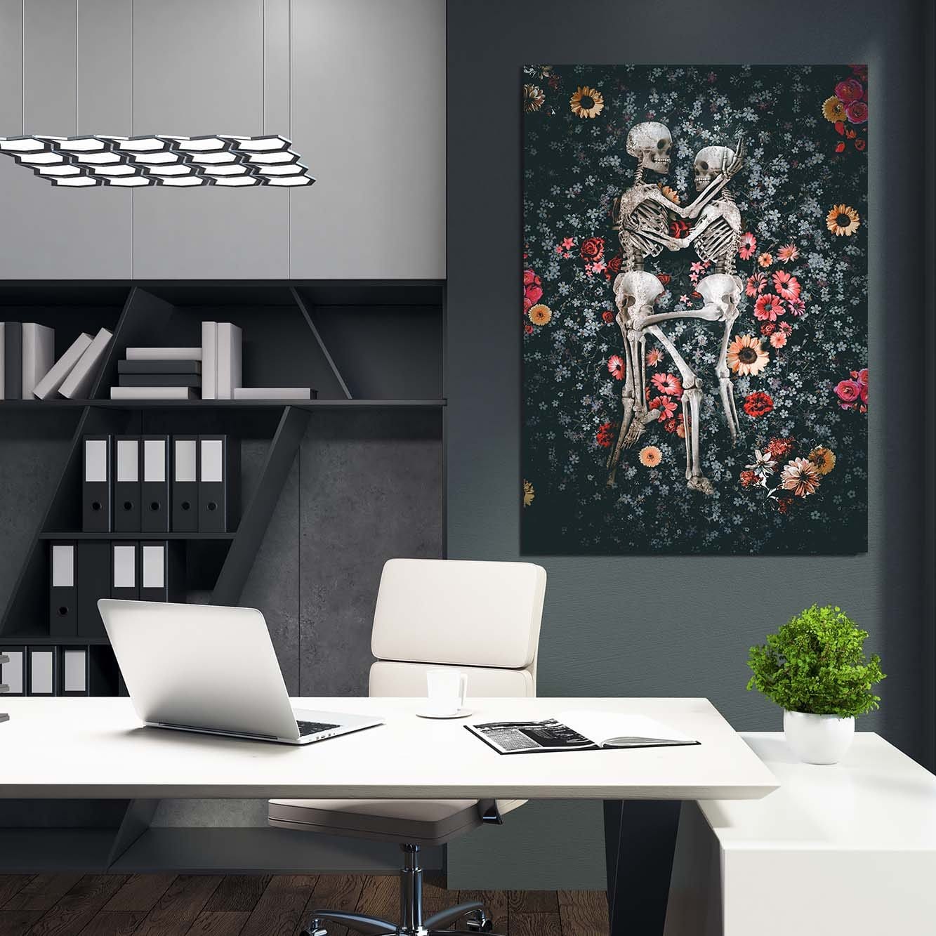 Skeleton Love Wall Art | Inspirational Wall Art Motivational Wall Art Quotes Office Art | Impaktiv Exclusive Canvas Art Portrait
