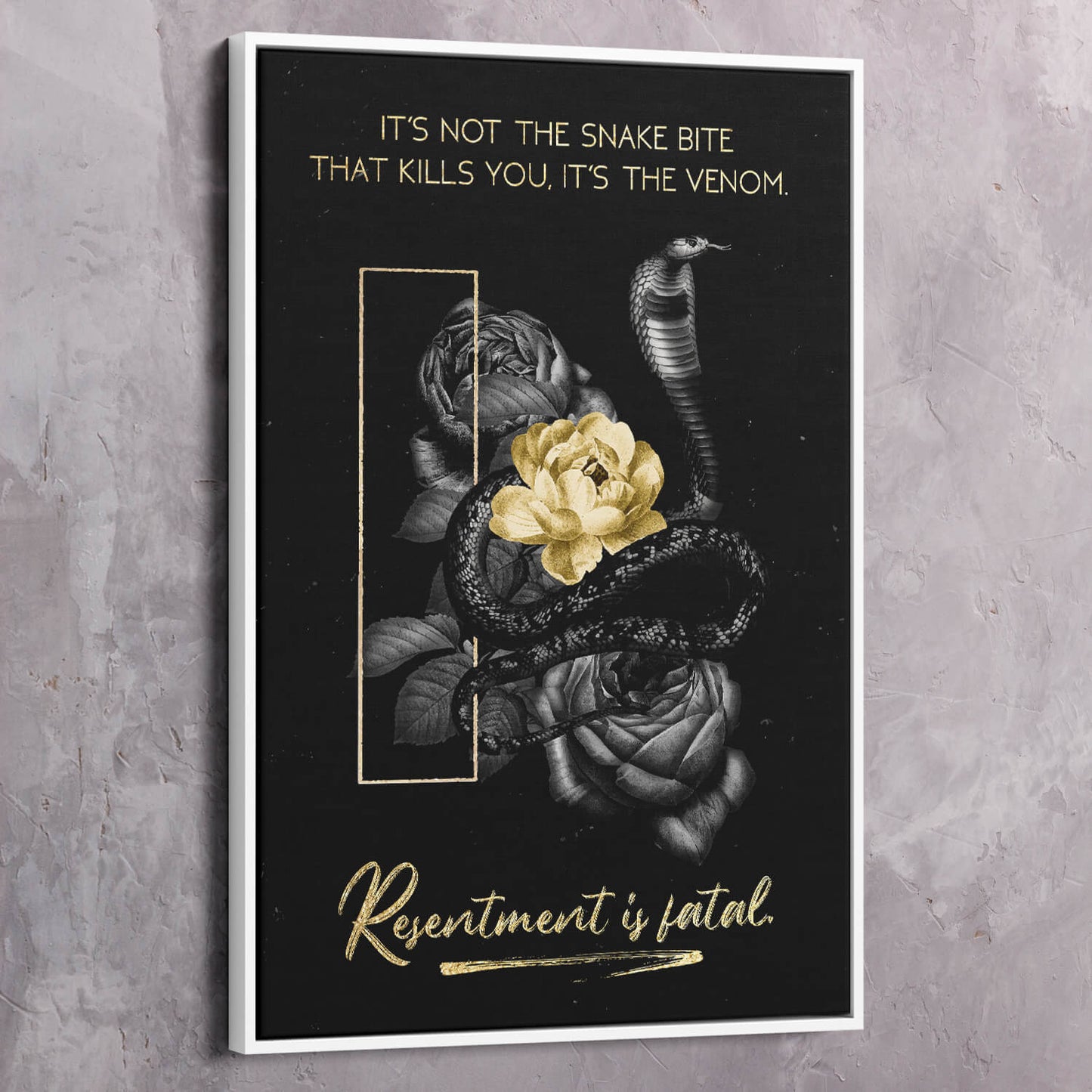 Snake Bite Resentment Wall Art | Inspirational Wall Art Motivational Wall Art Quotes Office Art | Impaktiv Exclusive Canvas Art Portrait