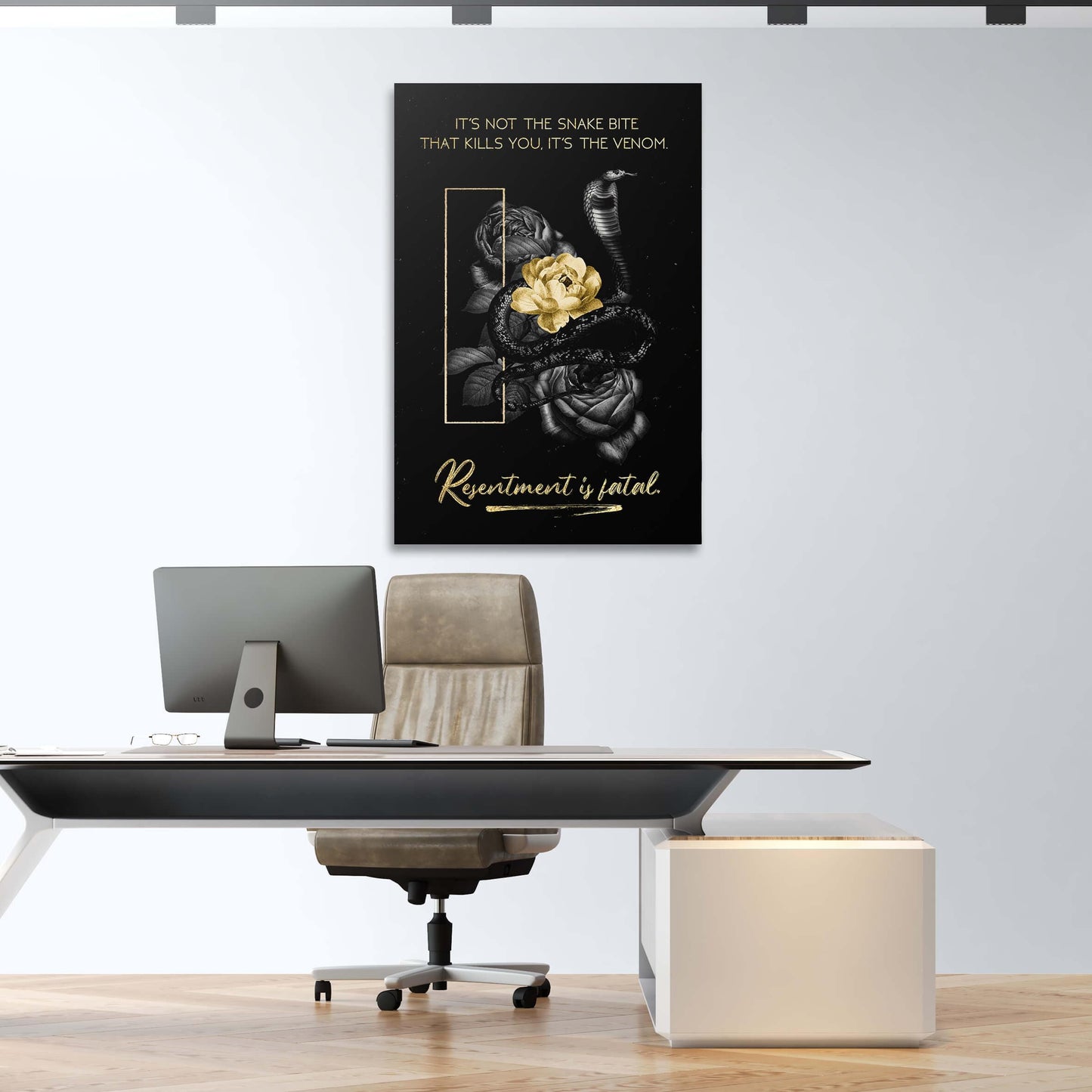 Snake Bite Resentment Wall Art | Inspirational Wall Art Motivational Wall Art Quotes Office Art | Impaktiv Exclusive Canvas Art Portrait
