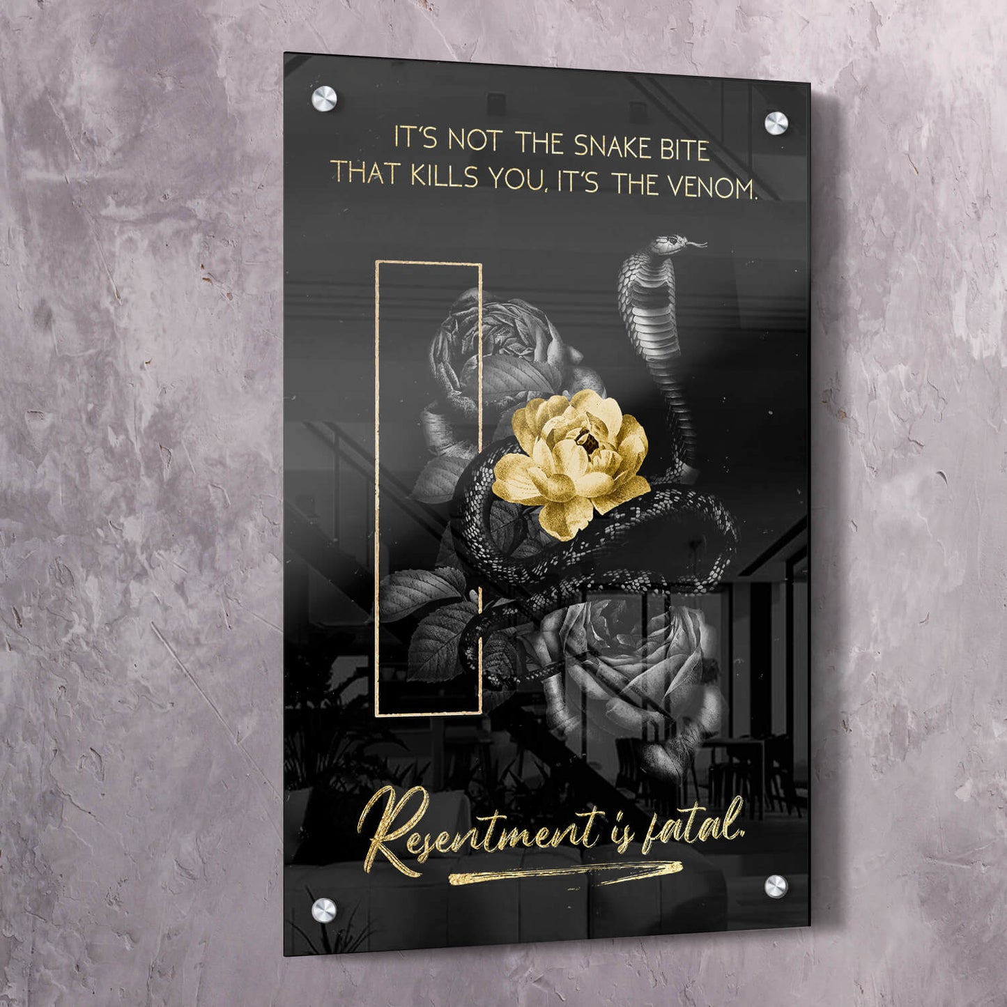 Snake Bite Resentment Wall Art | Inspirational Wall Art Motivational Wall Art Quotes Office Art | Impaktiv Exclusive Canvas Art Portrait