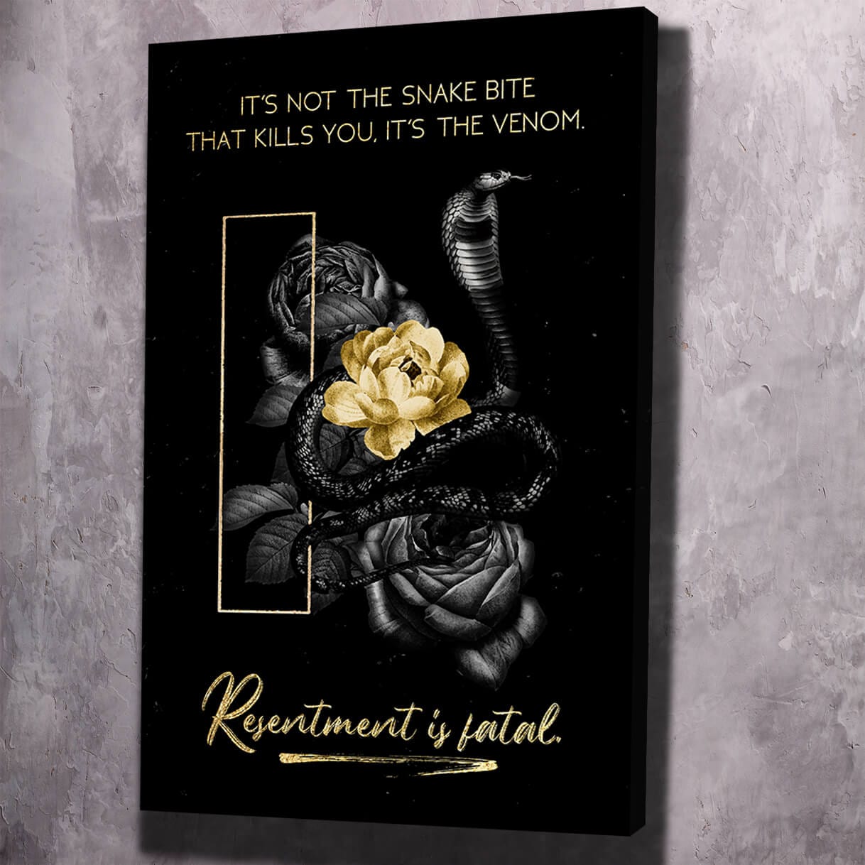 Snake Bite Resentment Wall Art | Inspirational Wall Art Motivational Wall Art Quotes Office Art | Impaktiv Exclusive Canvas Art Portrait