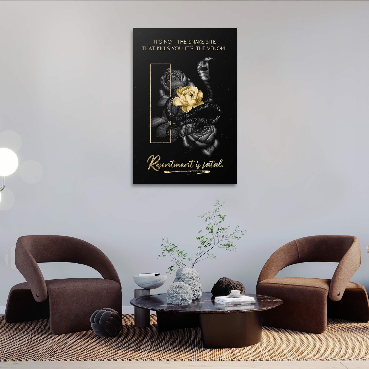 Snake Bite Resentment Wall Art | Inspirational Wall Art Motivational Wall Art Quotes Office Art | Impaktiv Exclusive Canvas Art Portrait