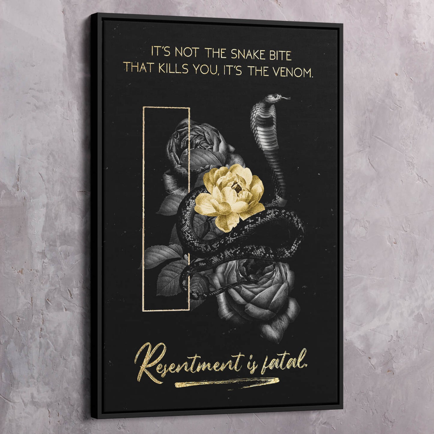 Snake Bite Resentment Wall Art | Inspirational Wall Art Motivational Wall Art Quotes Office Art | Impaktiv Exclusive Canvas Art Portrait