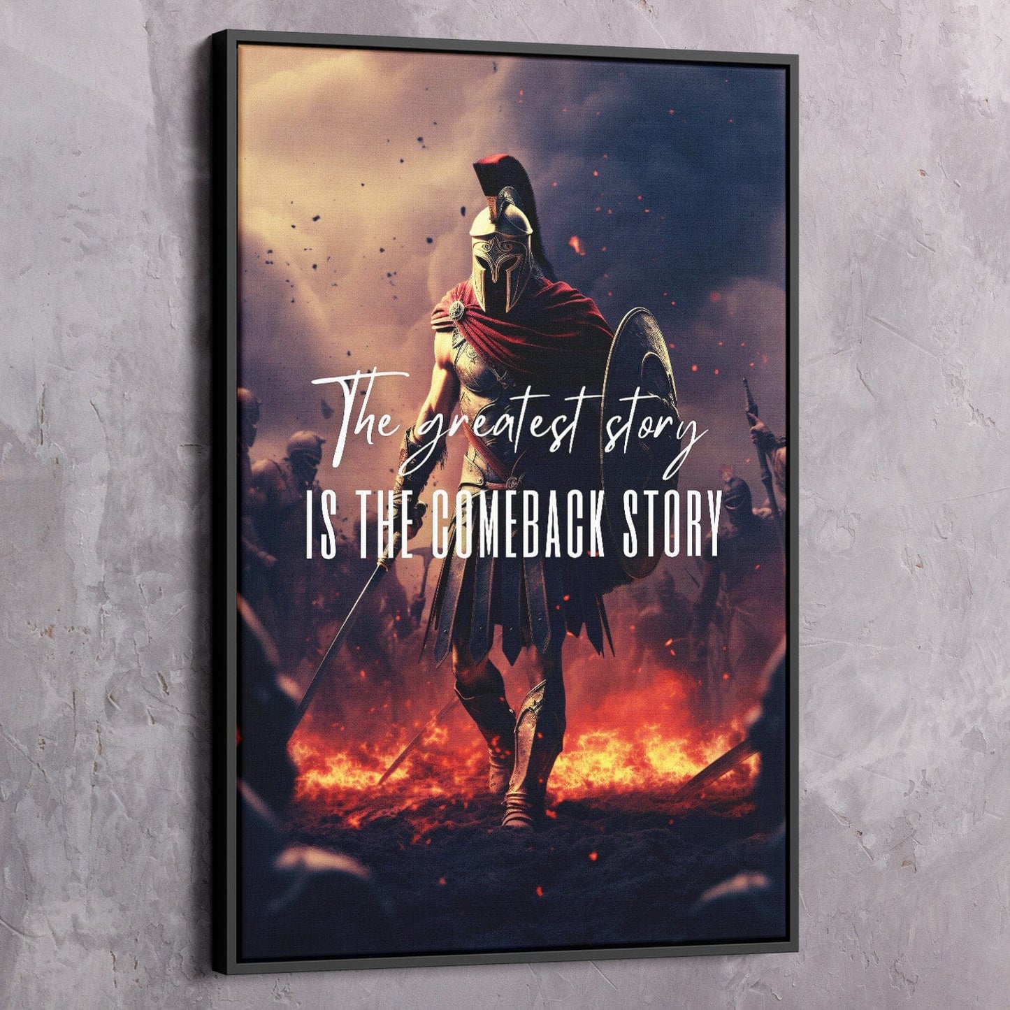 Spartan - Comeback Story Wall Art | Inspirational Wall Art Motivational Wall Art Quotes Office Art | Impaktiv Exclusive Canvas Art Portrait