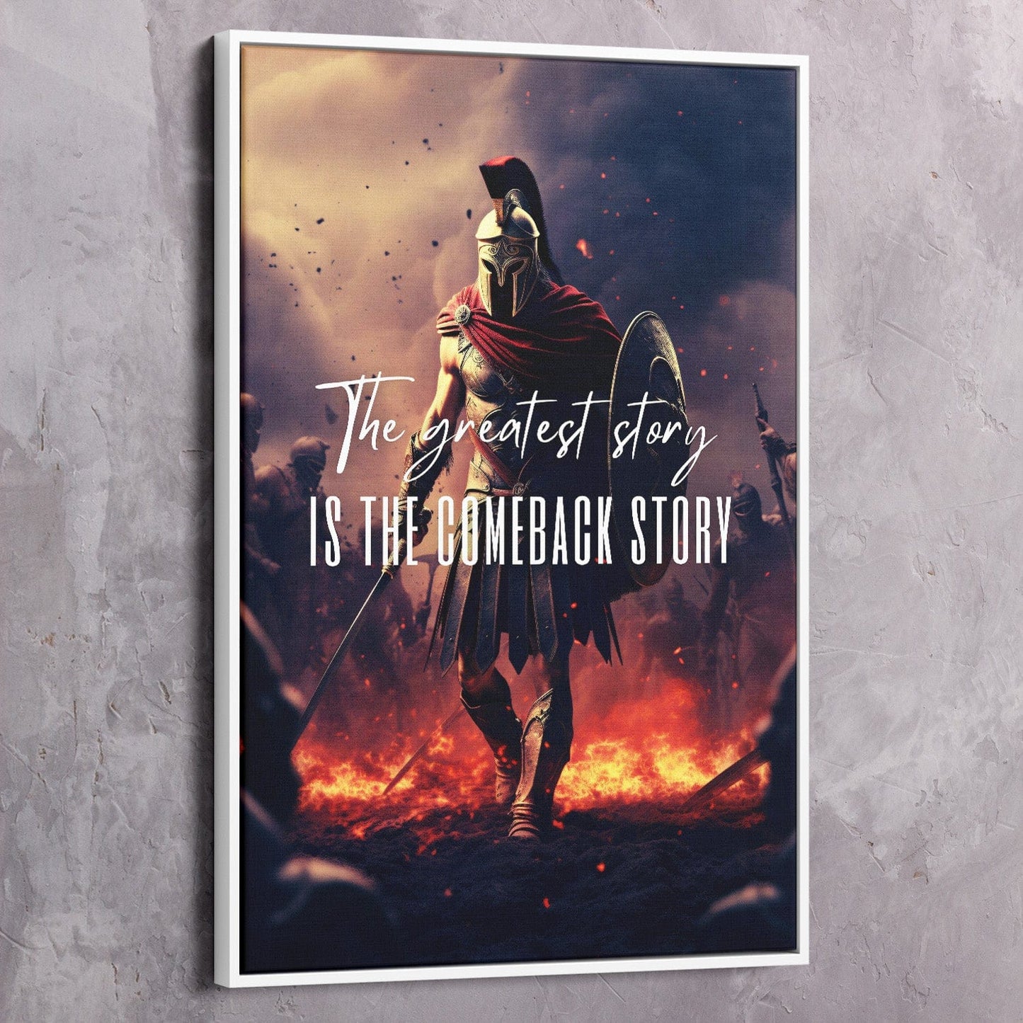 Spartan - Comeback Story Wall Art | Inspirational Wall Art Motivational Wall Art Quotes Office Art | Impaktiv Exclusive Canvas Art Portrait