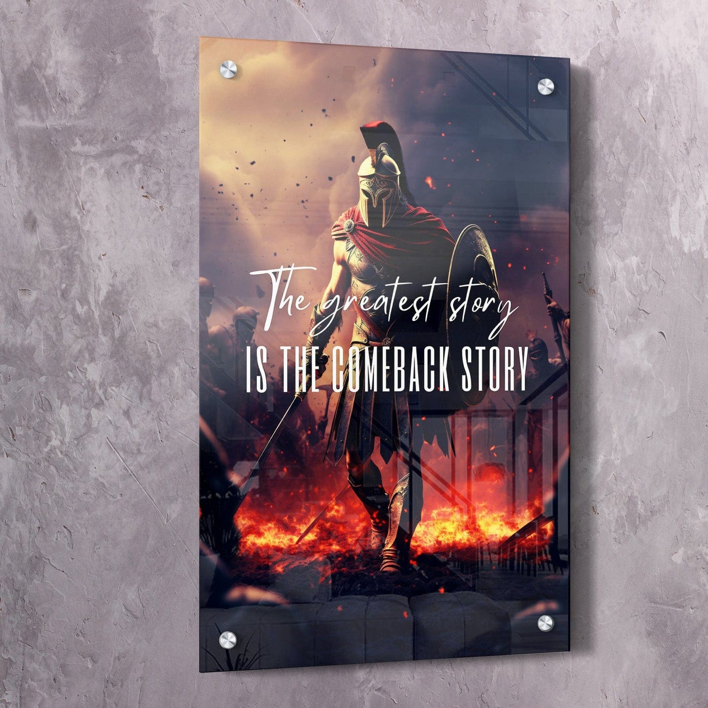 Spartan - Comeback Story Wall Art | Inspirational Wall Art Motivational Wall Art Quotes Office Art | Impaktiv Exclusive Canvas Art Portrait