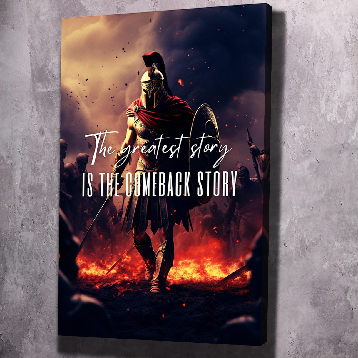 Spartan - Comeback Story Wall Art | Inspirational Wall Art Motivational Wall Art Quotes Office Art | Impaktiv Exclusive Canvas Art Portrait