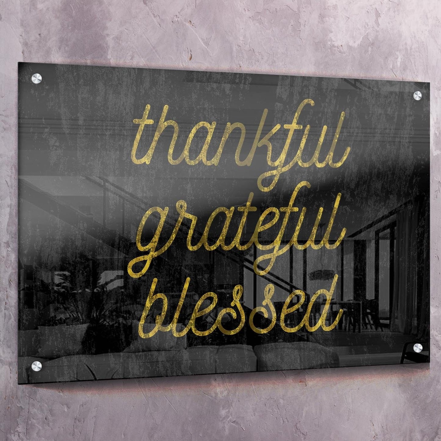 Thankful Grateful Blesses Wall Art | Inspirational Wall Art Motivational Wall Art Quotes Office Art | Impaktiv Exclusive Canvas Art Landscape