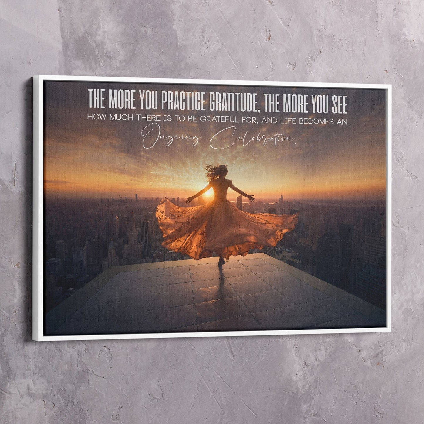 The More You Practice Gratitude Wall Art | Inspirational Wall Art Motivational Wall Art Quotes Office Art | Impaktiv Exclusive Canvas Art Landscape