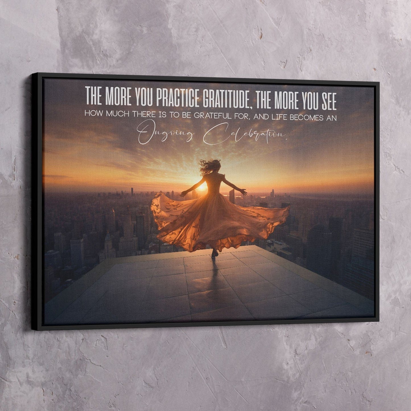 The More You Practice Gratitude Wall Art | Inspirational Wall Art Motivational Wall Art Quotes Office Art | Impaktiv Exclusive Canvas Art Landscape