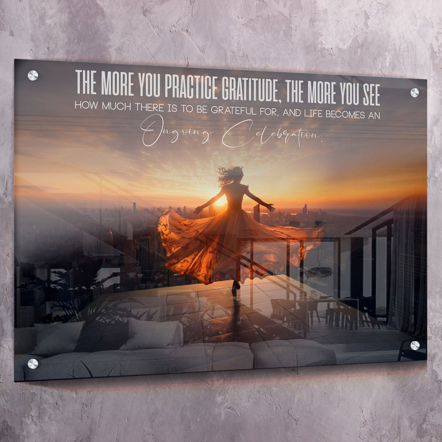 The More You Practice Gratitude Wall Art | Inspirational Wall Art Motivational Wall Art Quotes Office Art | Impaktiv Exclusive Canvas Art Landscape